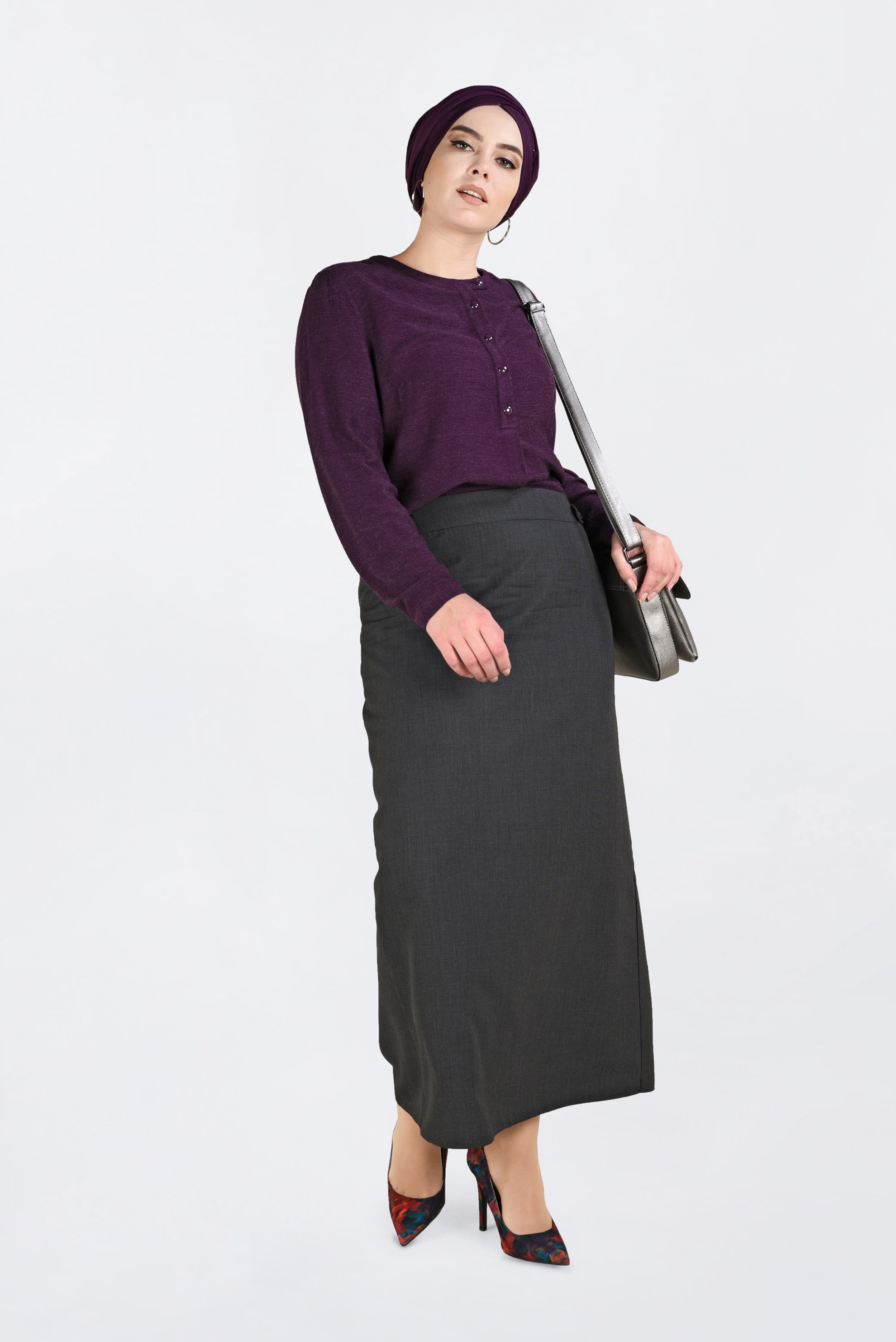 Vêtements hijab POURPRE BLOUSE À BOUTONNÉE 2841 