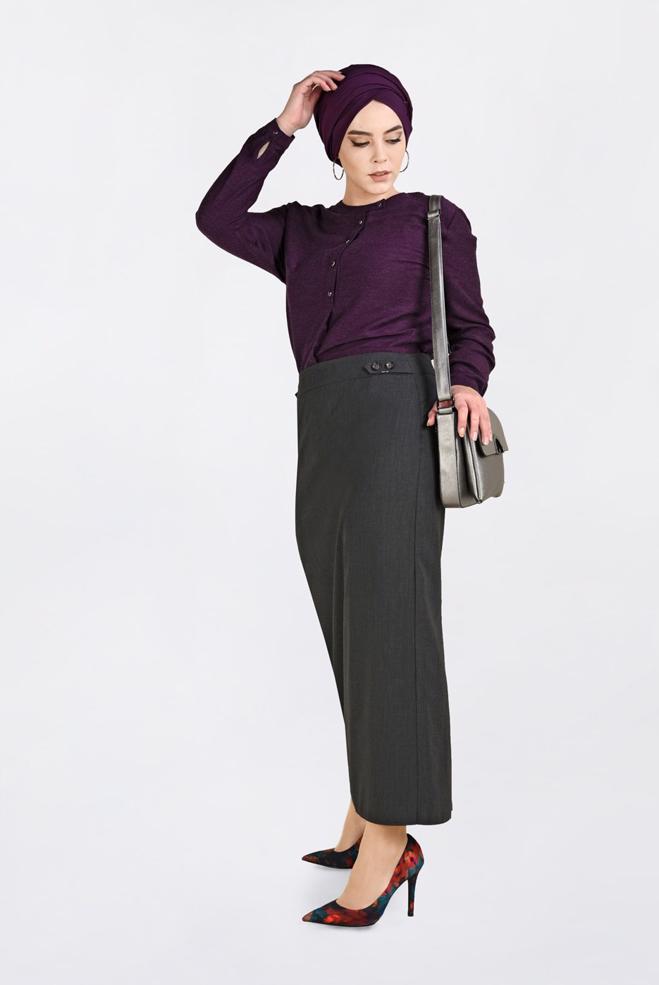 Vêtements hijab POURPRE BLOUSE À BOUTONNÉE 2841  - ALVİNA