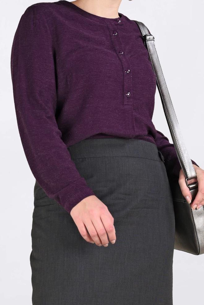 Vêtements hijab POURPRE BLOUSE À BOUTONNÉE 2841  - ALVİNA