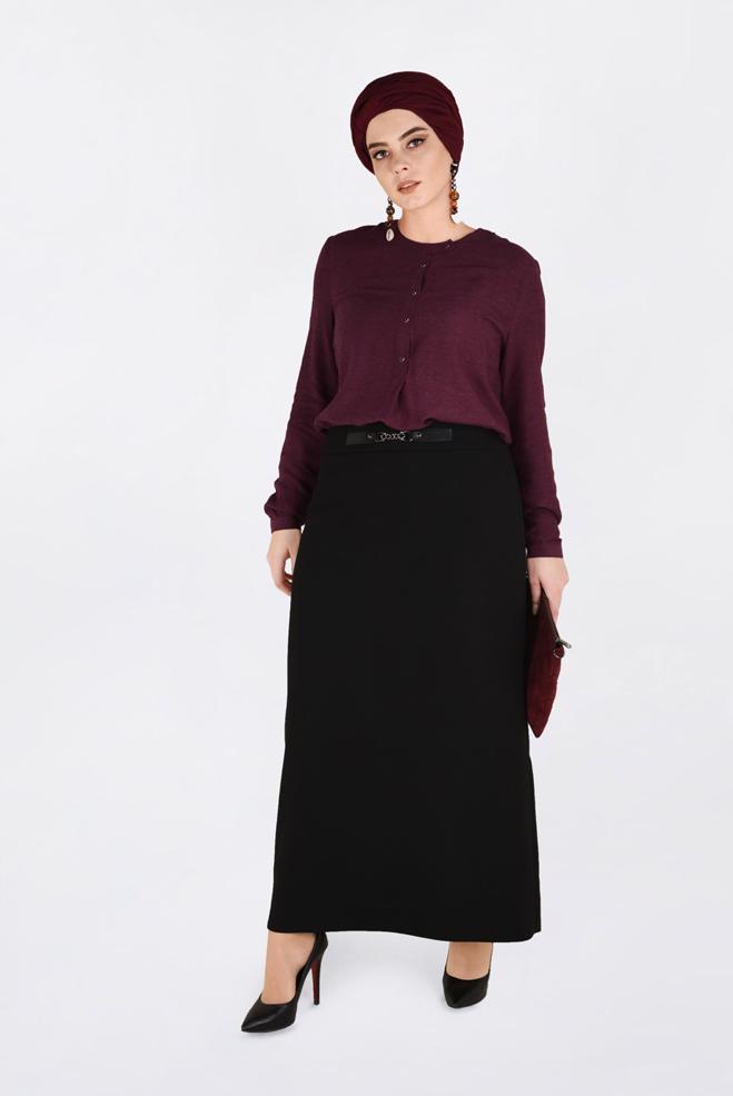 Vêtements hijab ROUGE BORDEAUX BLOUSE À BOUTONNÉE 2841  - ALVİNA