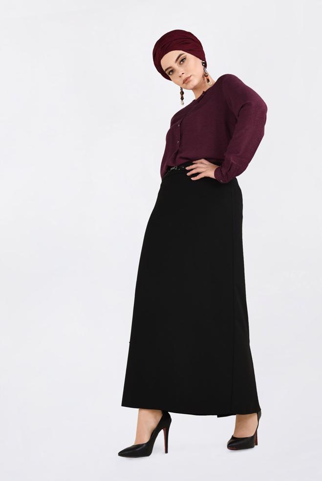 Vêtements hijab ROUGE BORDEAUX BLOUSE À BOUTONNÉE 2841  - ALVİNA