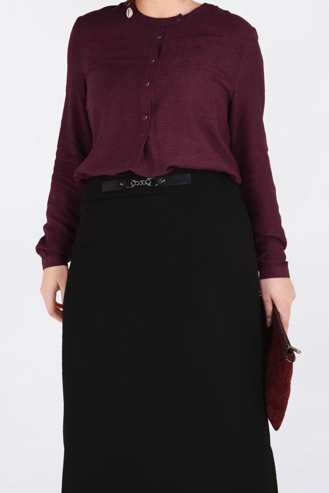 Vêtements hijab ROUGE BORDEAUX BLOUSE À BOUTONNÉE 2841  - ALVİNA