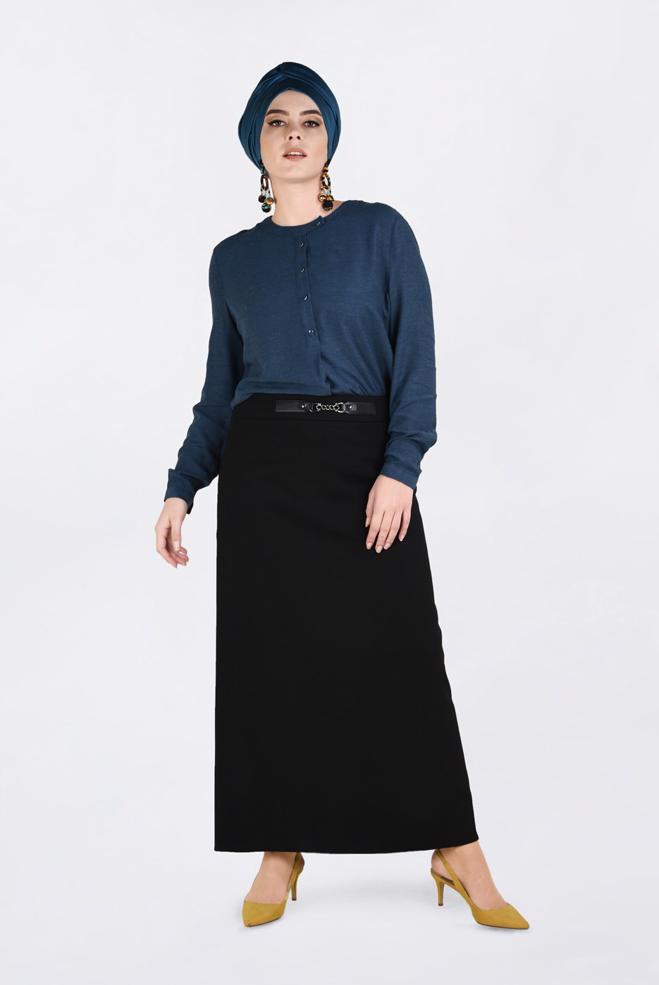 Vêtements hijab BLEU BLOUSE À BOUTONNÉE 2841  - ALVİNA