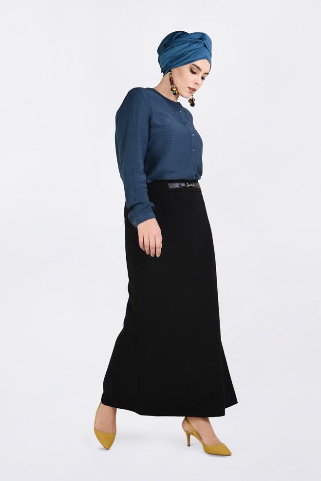 Vêtements hijab BLEU BLOUSE À BOUTONNÉE 2841  - ALVİNA