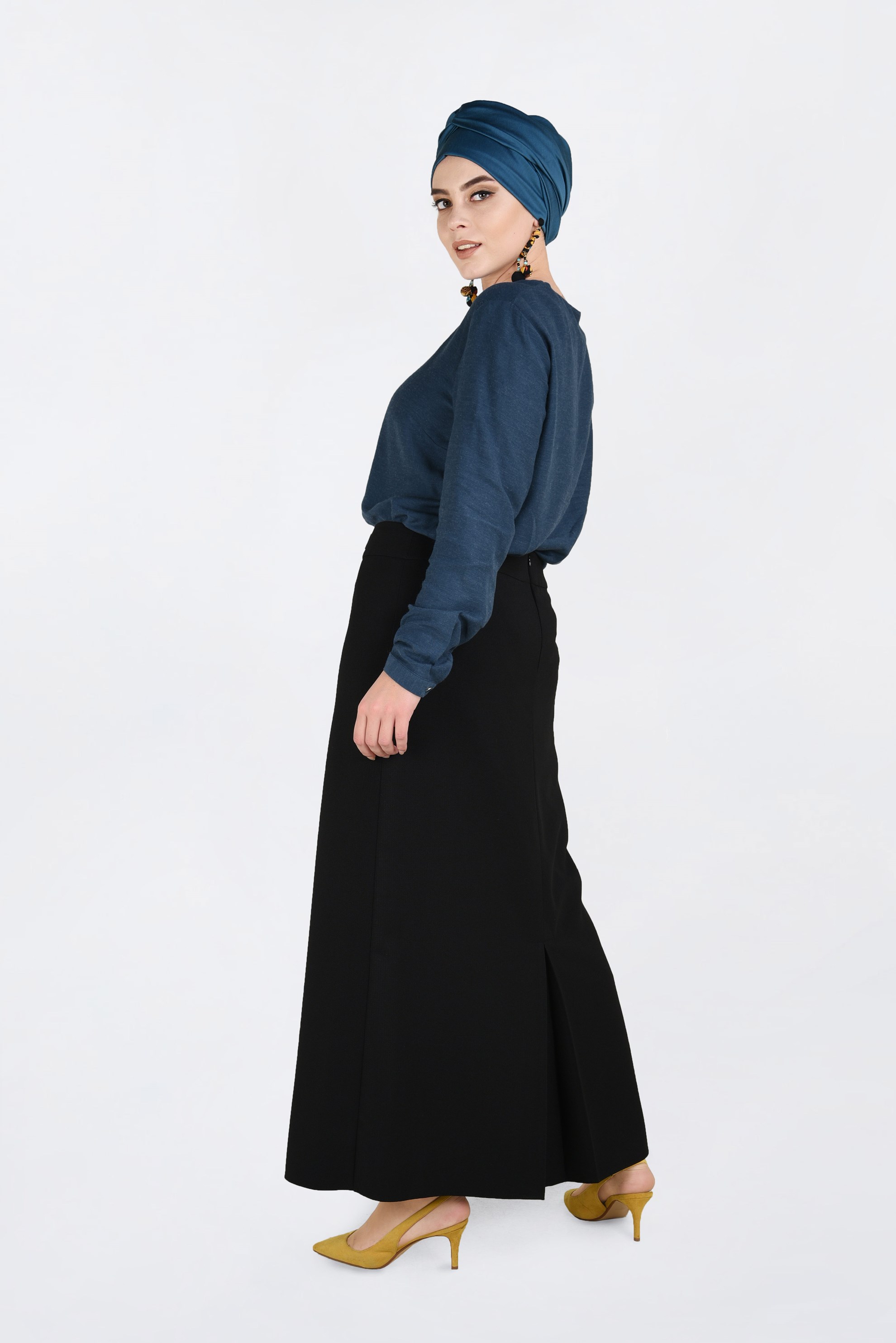 Vêtements hijab BLEU BLOUSE À BOUTONNÉE 2841 