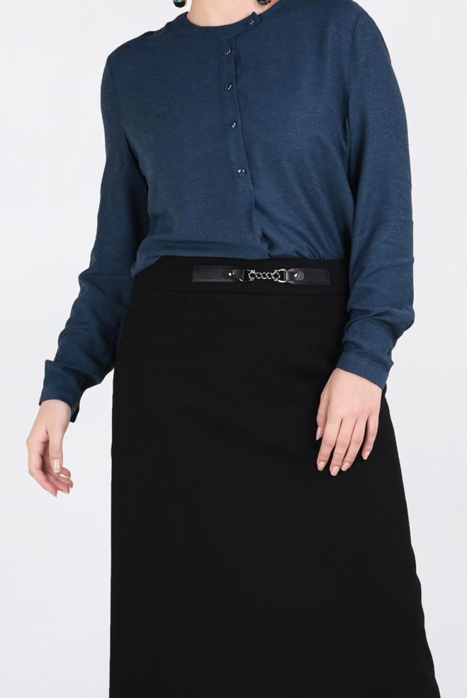 Vêtements hijab BLEU BLOUSE À BOUTONNÉE 2841  - ALVİNA