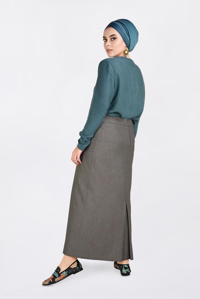 Vêtements hijab VERT BLOUSE À BOUTONNÉE 2841  - ALVİNA