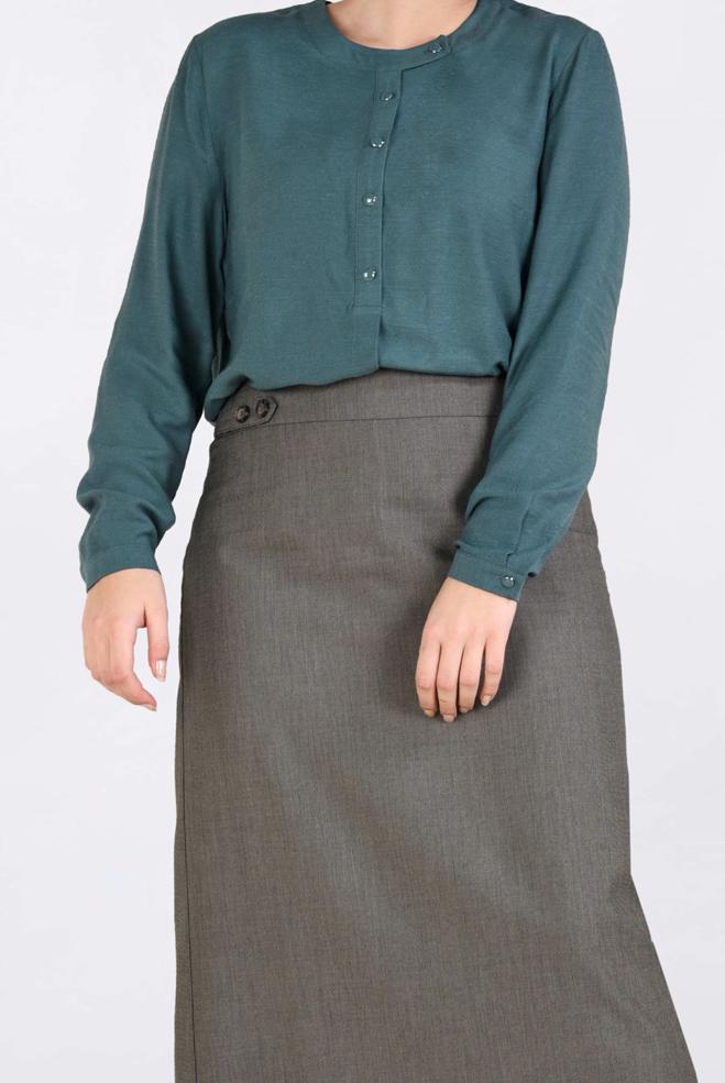 Vêtements hijab VERT BLOUSE À BOUTONNÉE 2841  - ALVİNA
