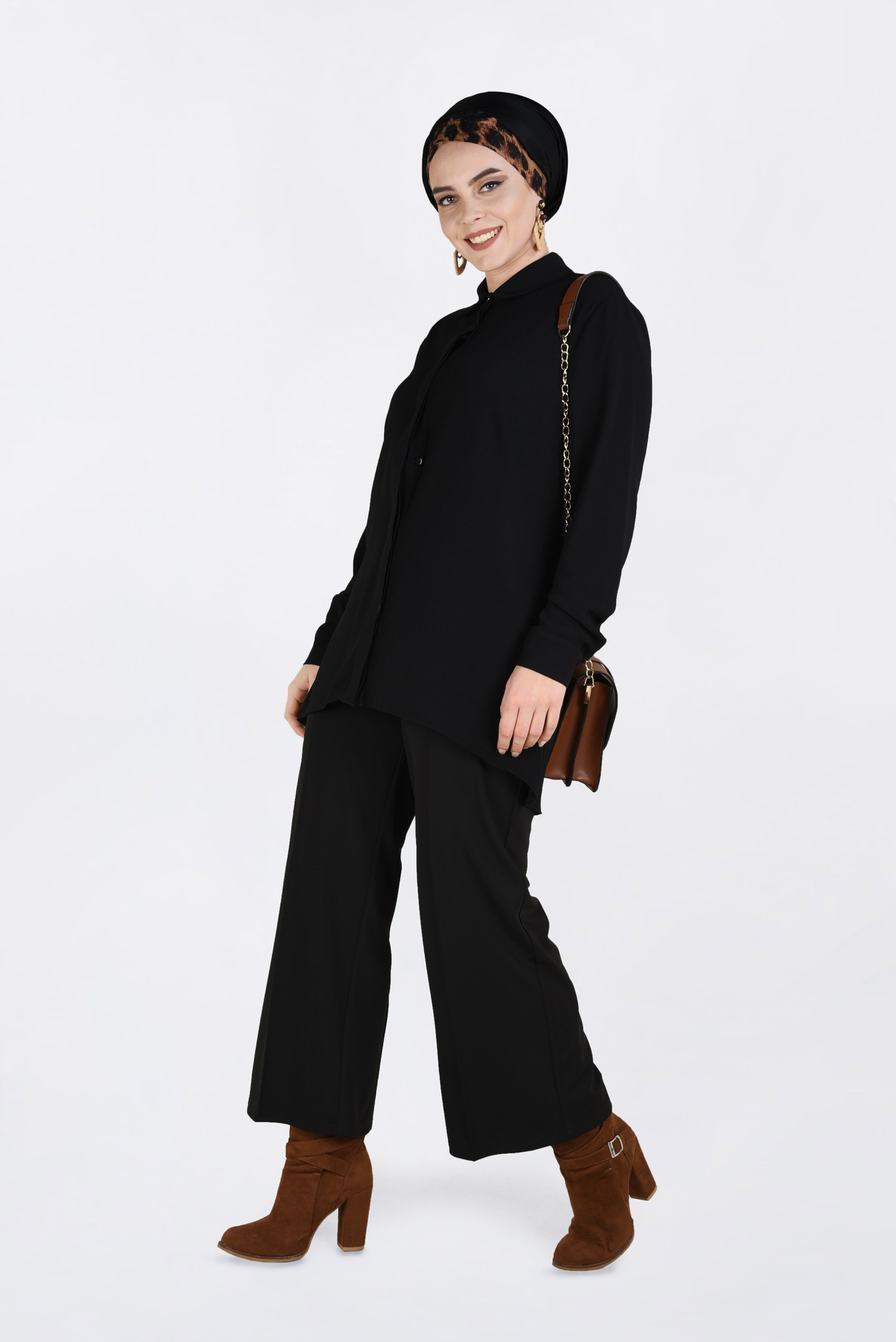 Hijab clothing BLACK COLLAR BUTTONED BLOUSE 2844 