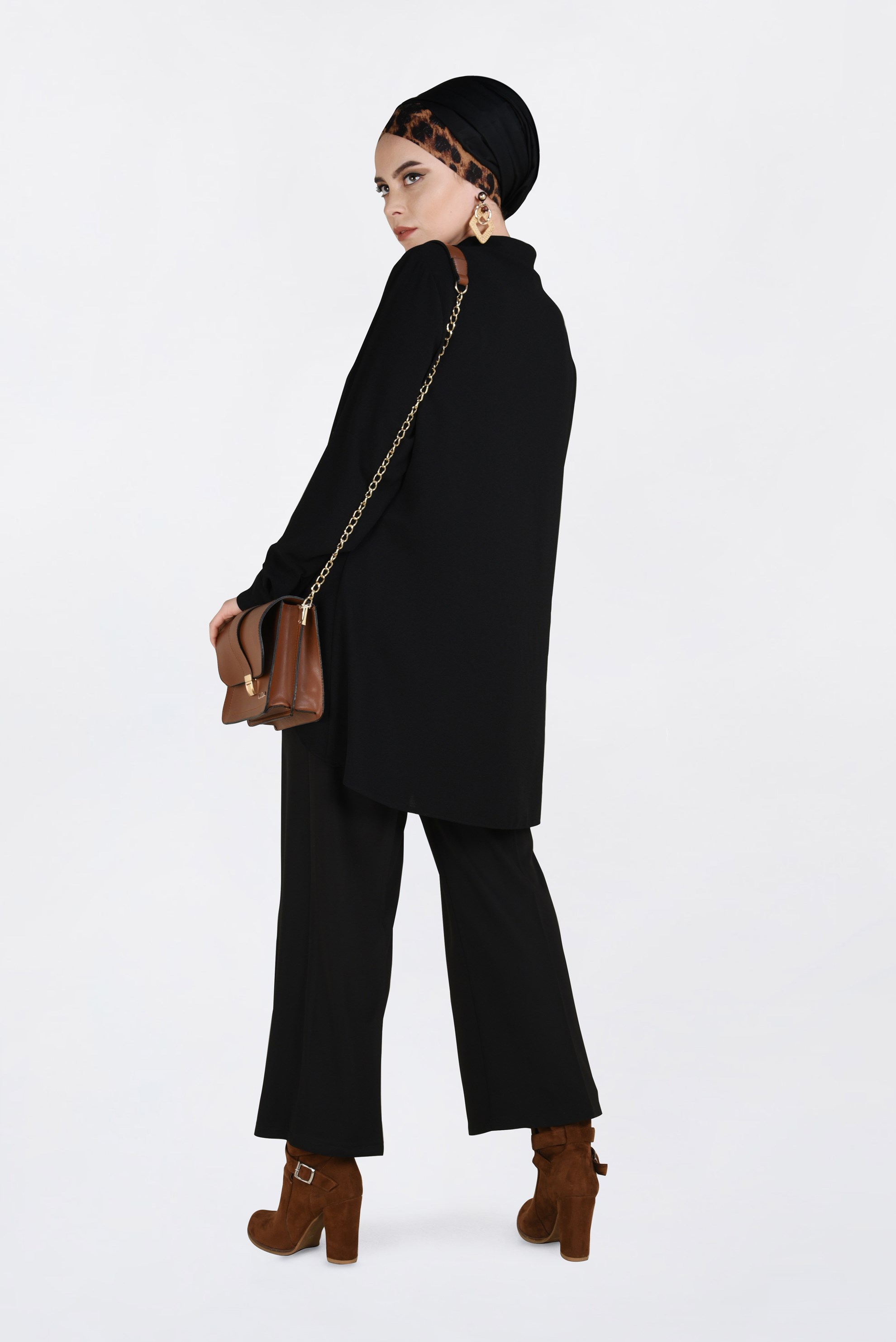 Hijab clothing BLACK COLLAR BUTTONED BLOUSE 2844 