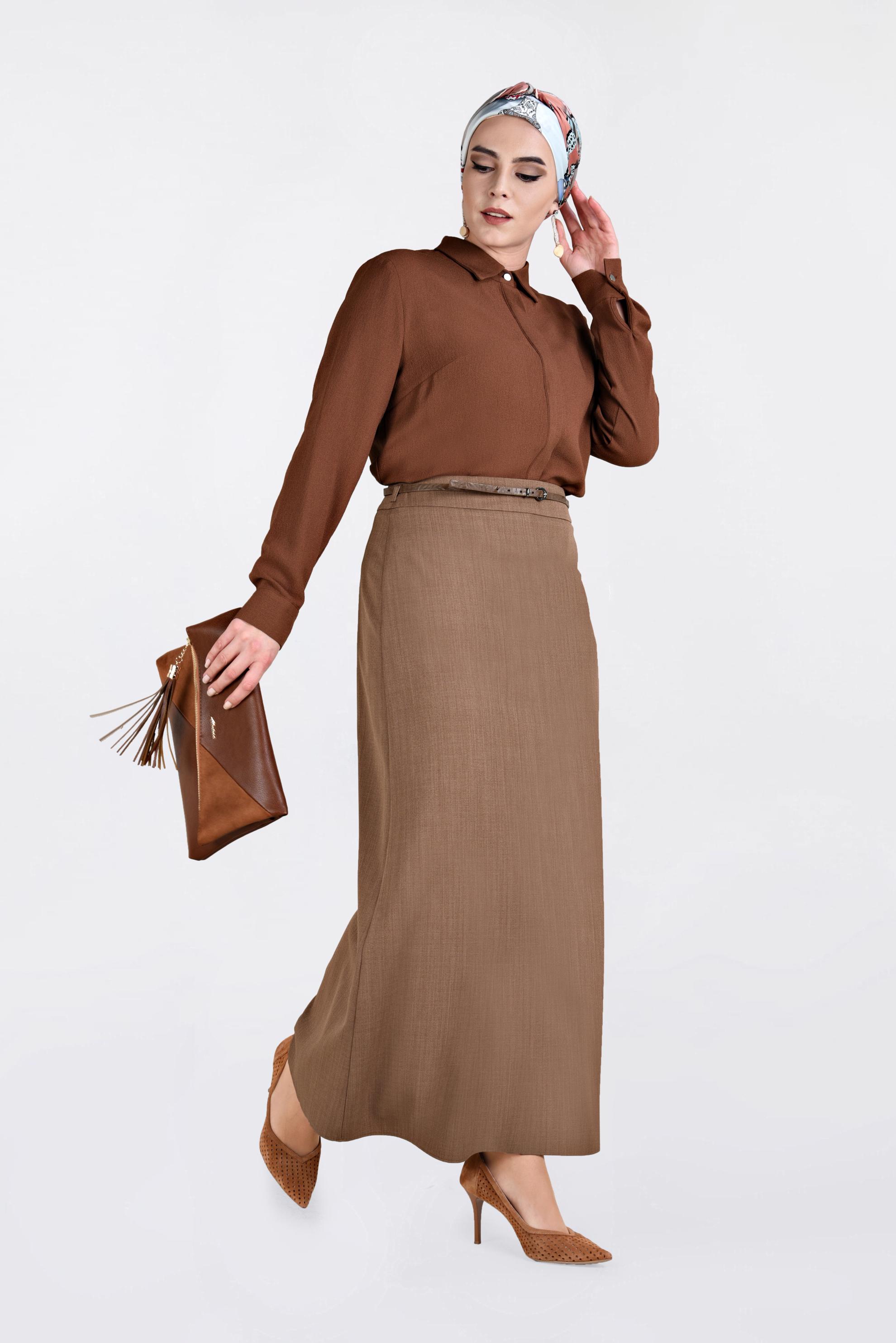 Hijab clothing ORANGE COLLAR BUTTONED BLOUSE 2844 