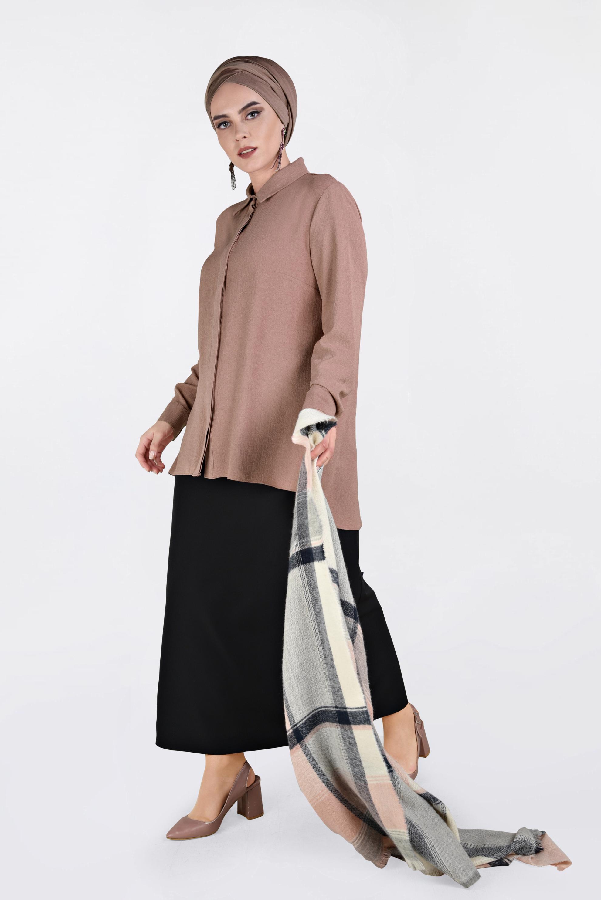 Hijab clothing POWDER COLLAR BUTTONED BLOUSE 2844 