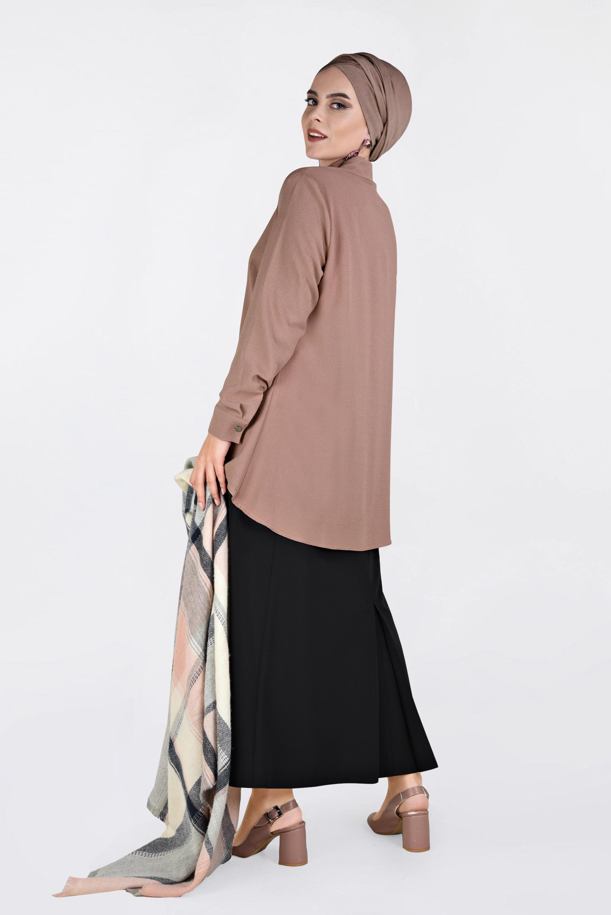 Hijab clothing POWDER COLLAR BUTTONED BLOUSE 2844 