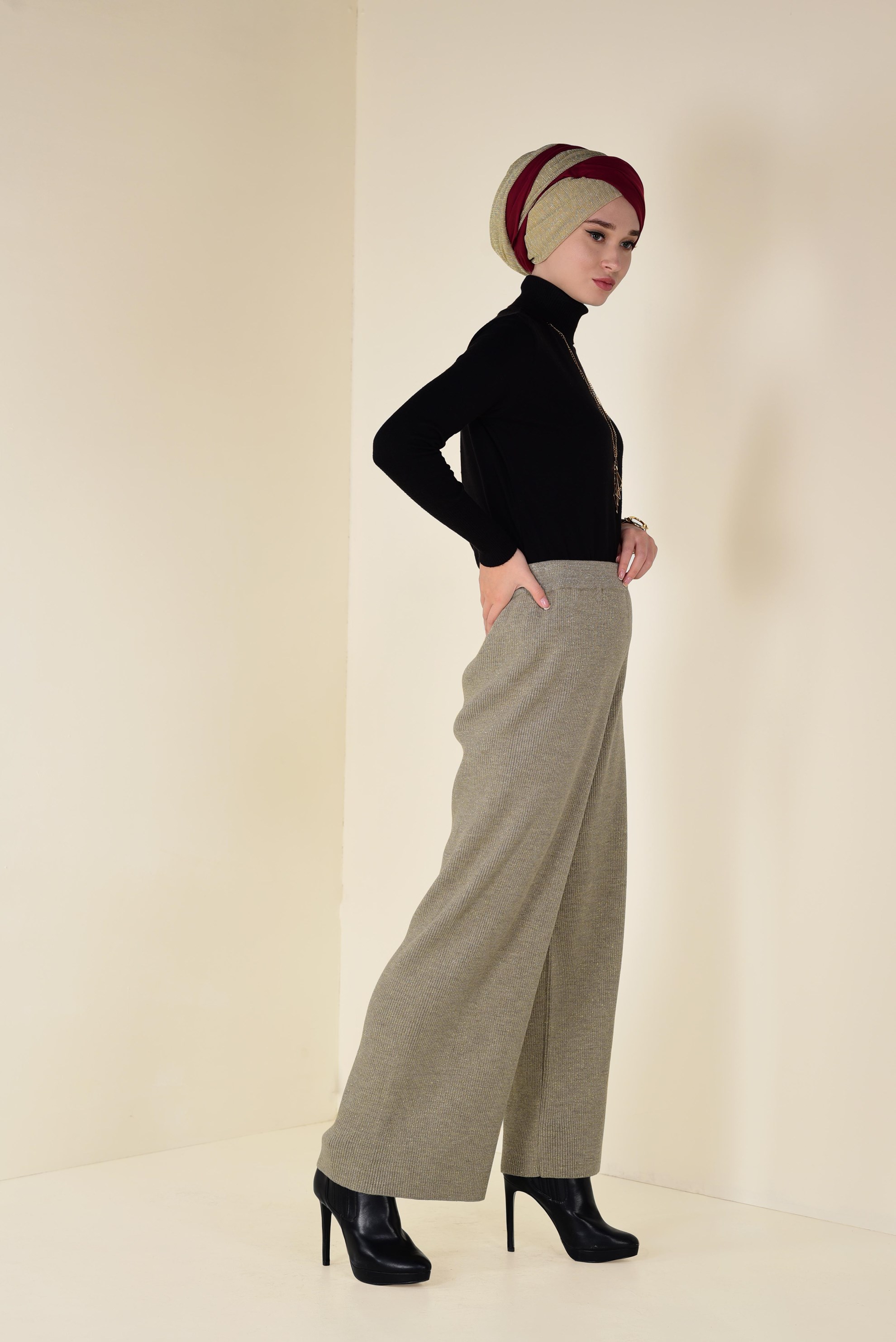 Tesettür giyim SİYAH BALIKÇI YAKA TRİKO KAZAK 4507