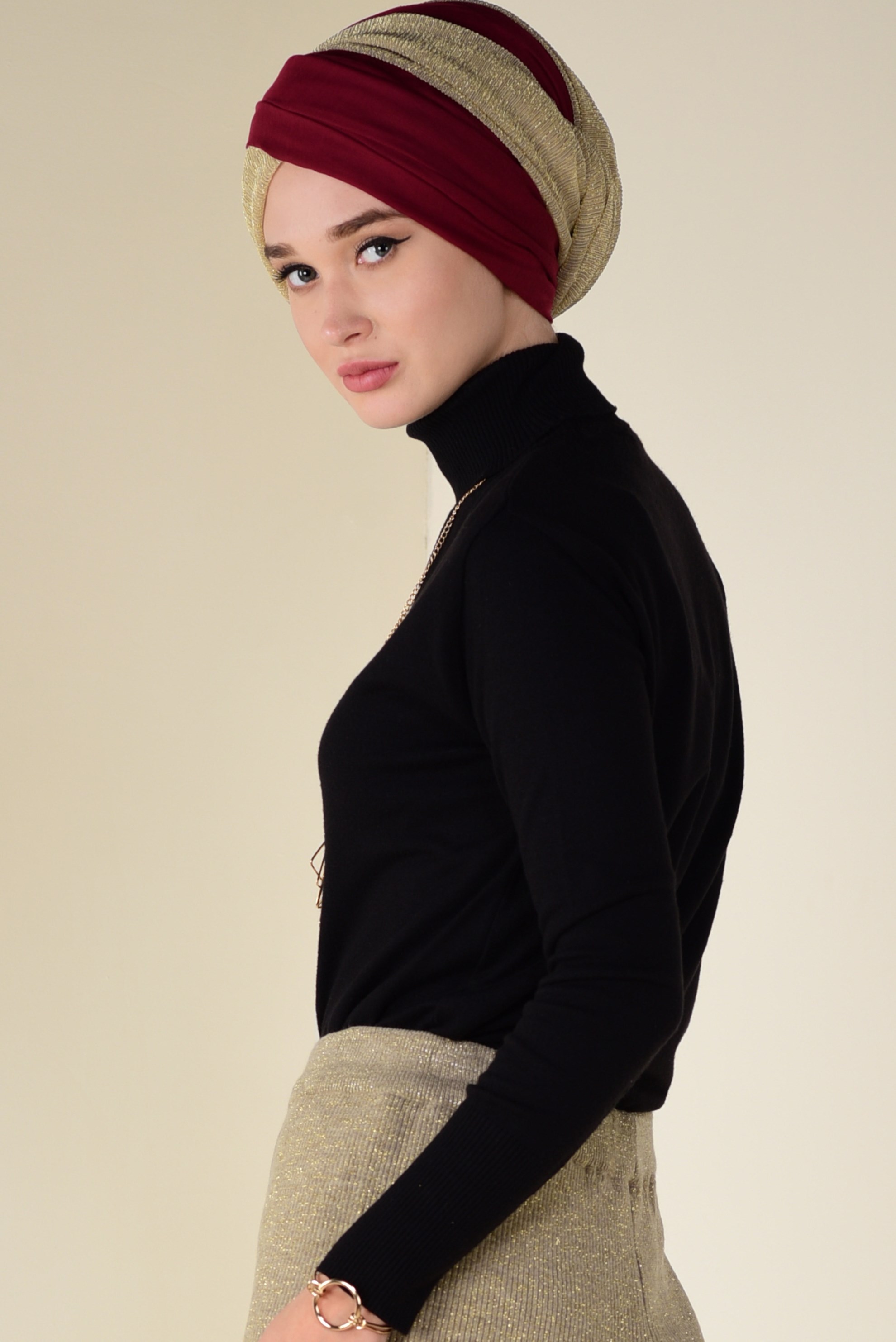 Tesettür giyim SİYAH BALIKÇI YAKA TRİKO KAZAK 4507