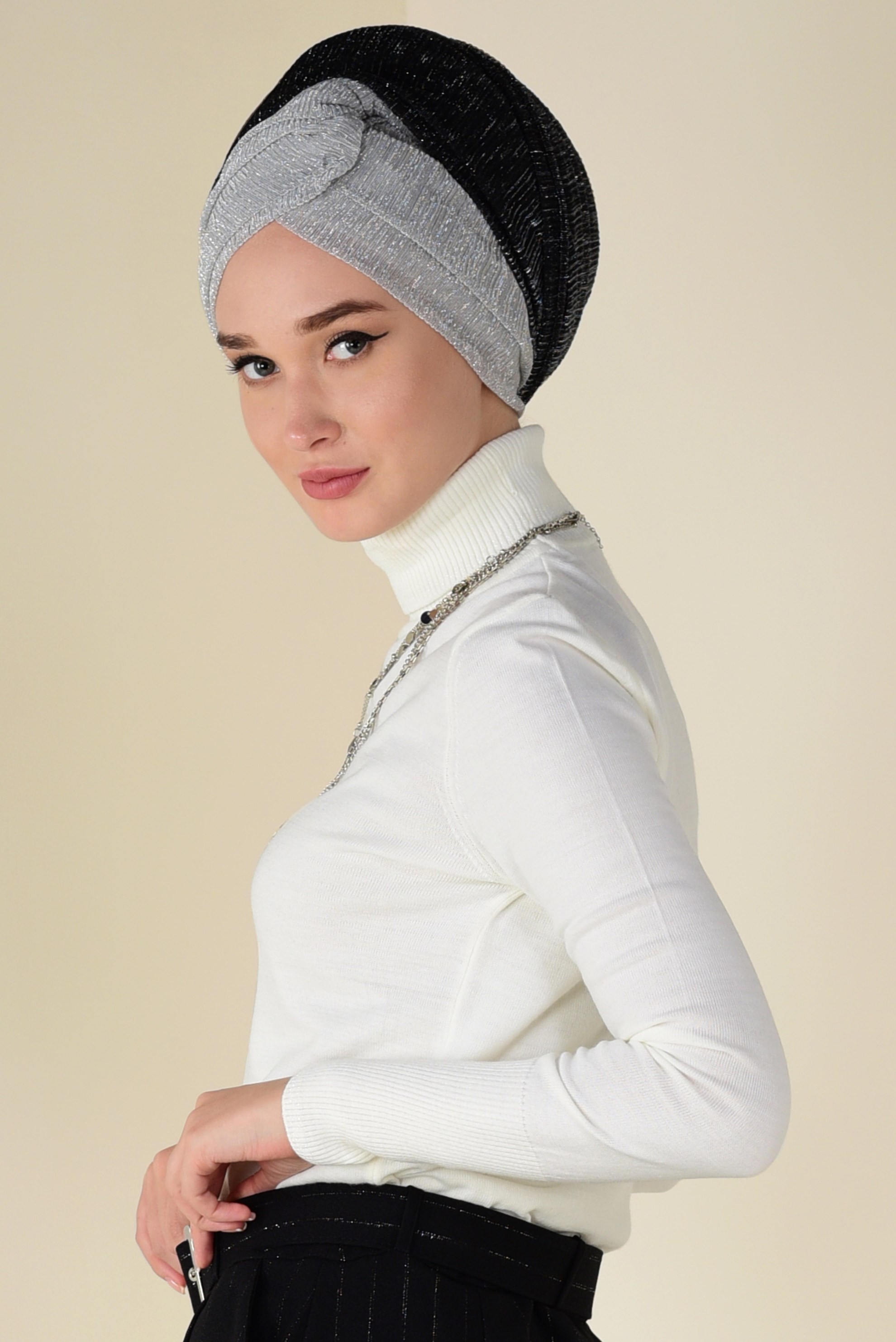 Tesettür giyim BEYAZ BALIKÇI YAKA TRİKO KAZAK 4507 