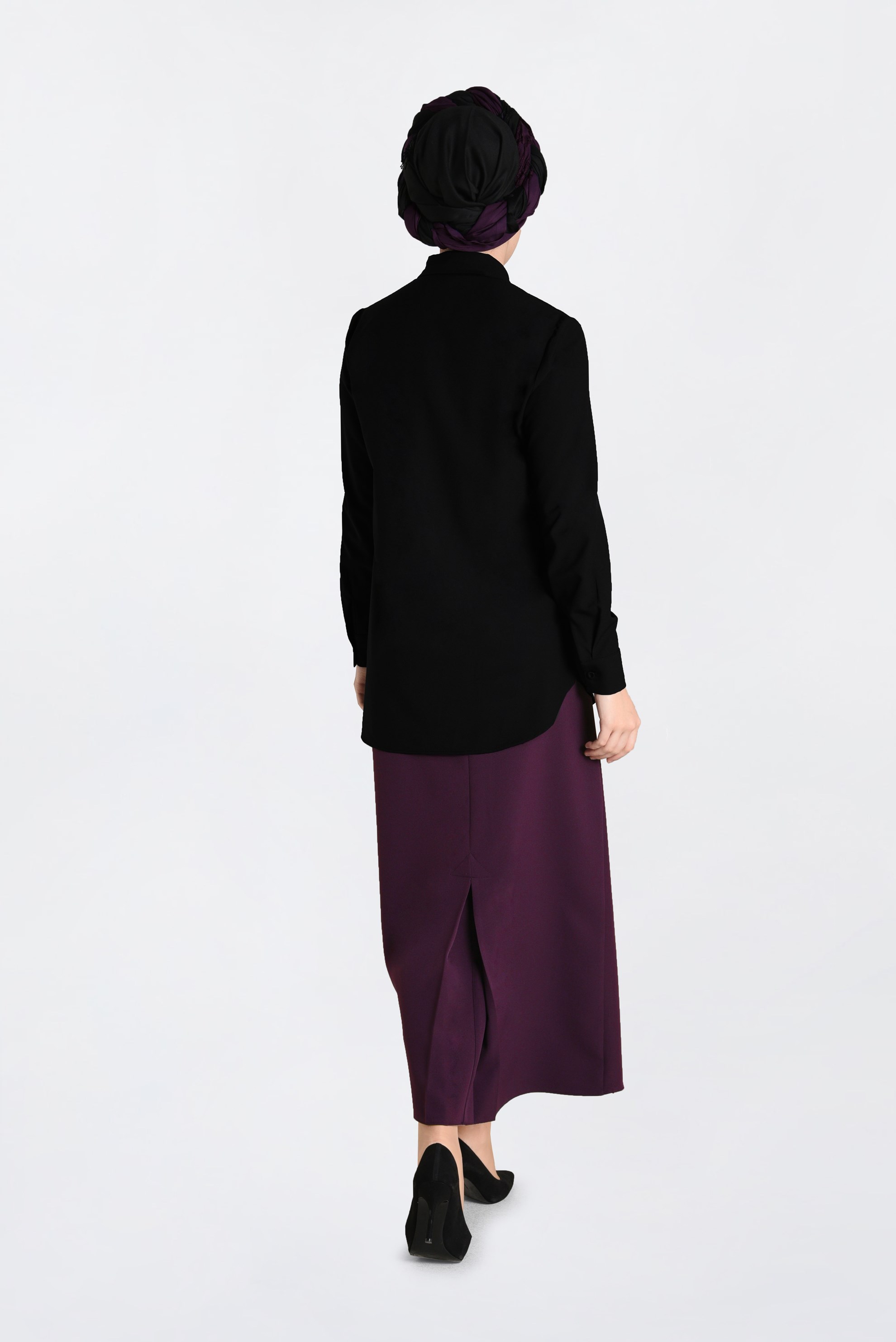 Hijab clothing BLACK SHIRT-COLLAR BUTTONED BLOUSE 4663 