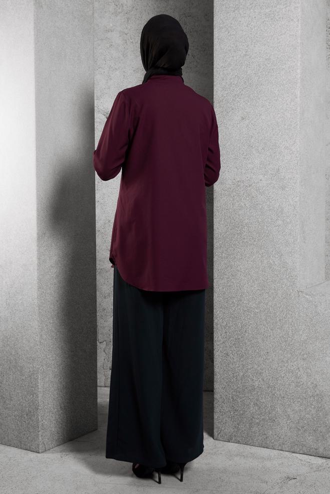 Vêtements hijab PRUNE CHEMISIER À BOUTONNÉE 4663  - ALVİNA