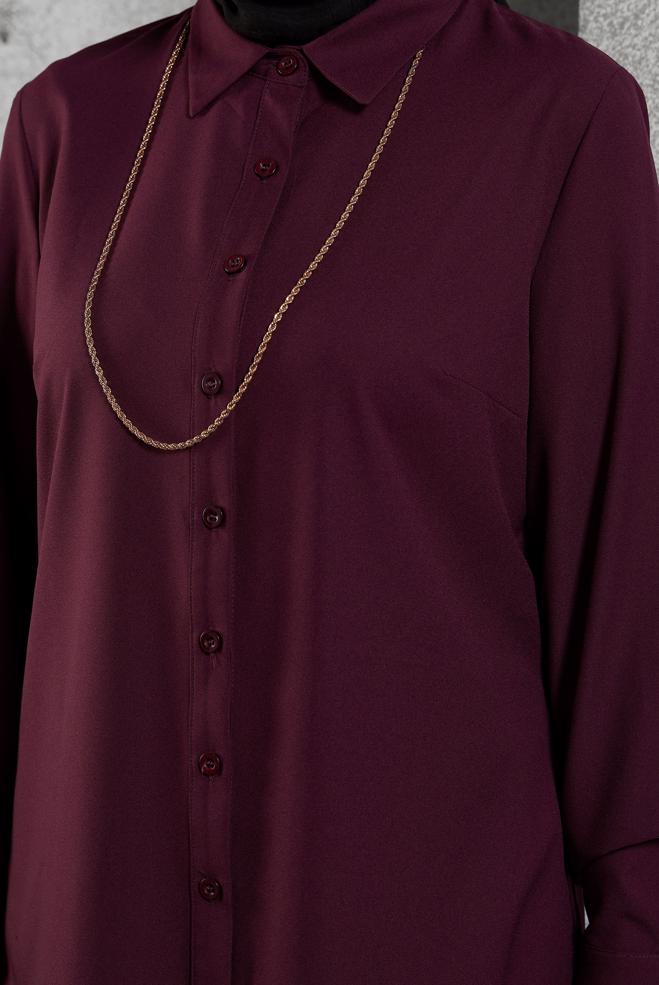 Vêtements hijab PRUNE CHEMISIER À BOUTONNÉE 4663  - ALVİNA