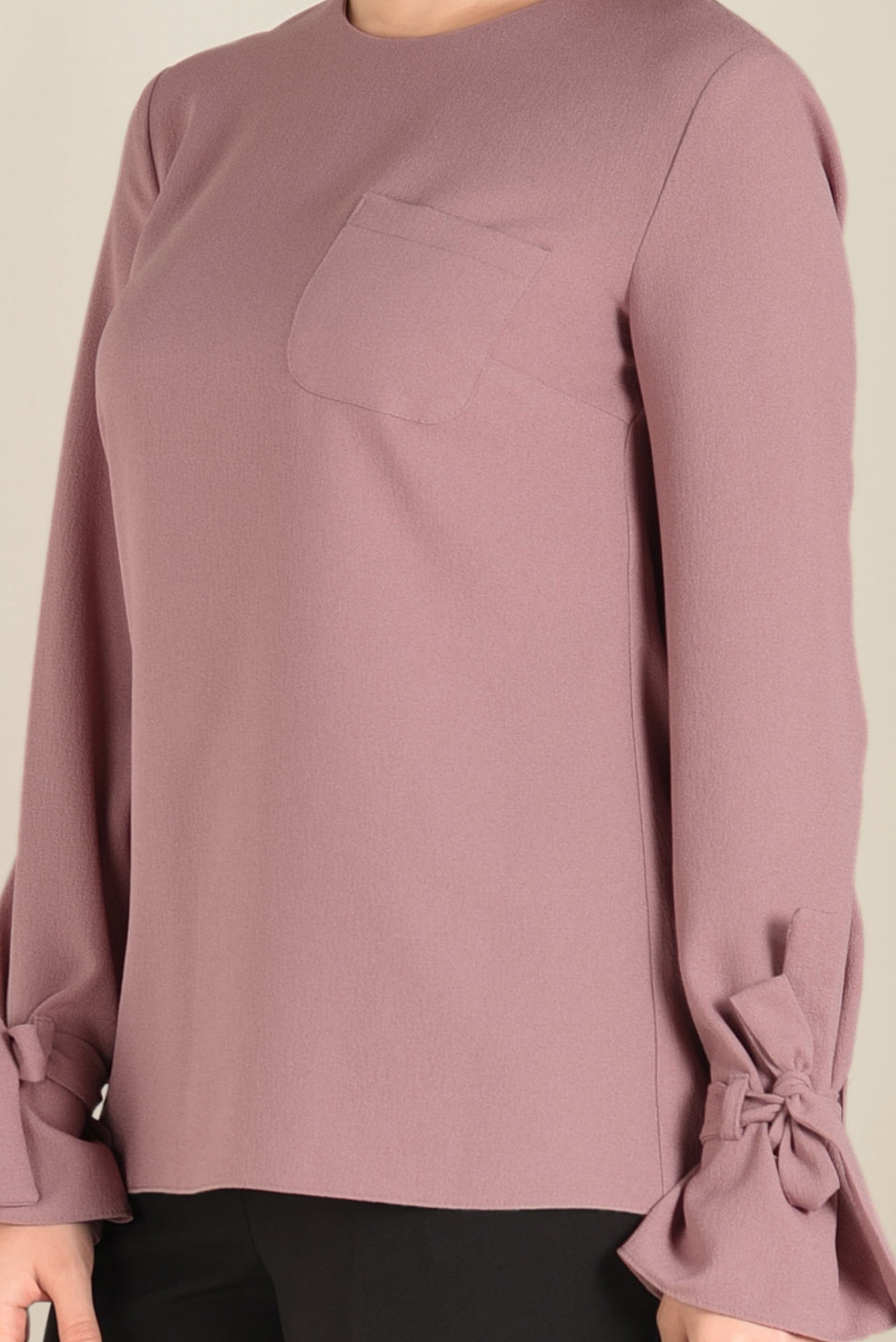 Tesettür giyim PUDRA KOLLARI BAĞCIKLI BLUZ 4744