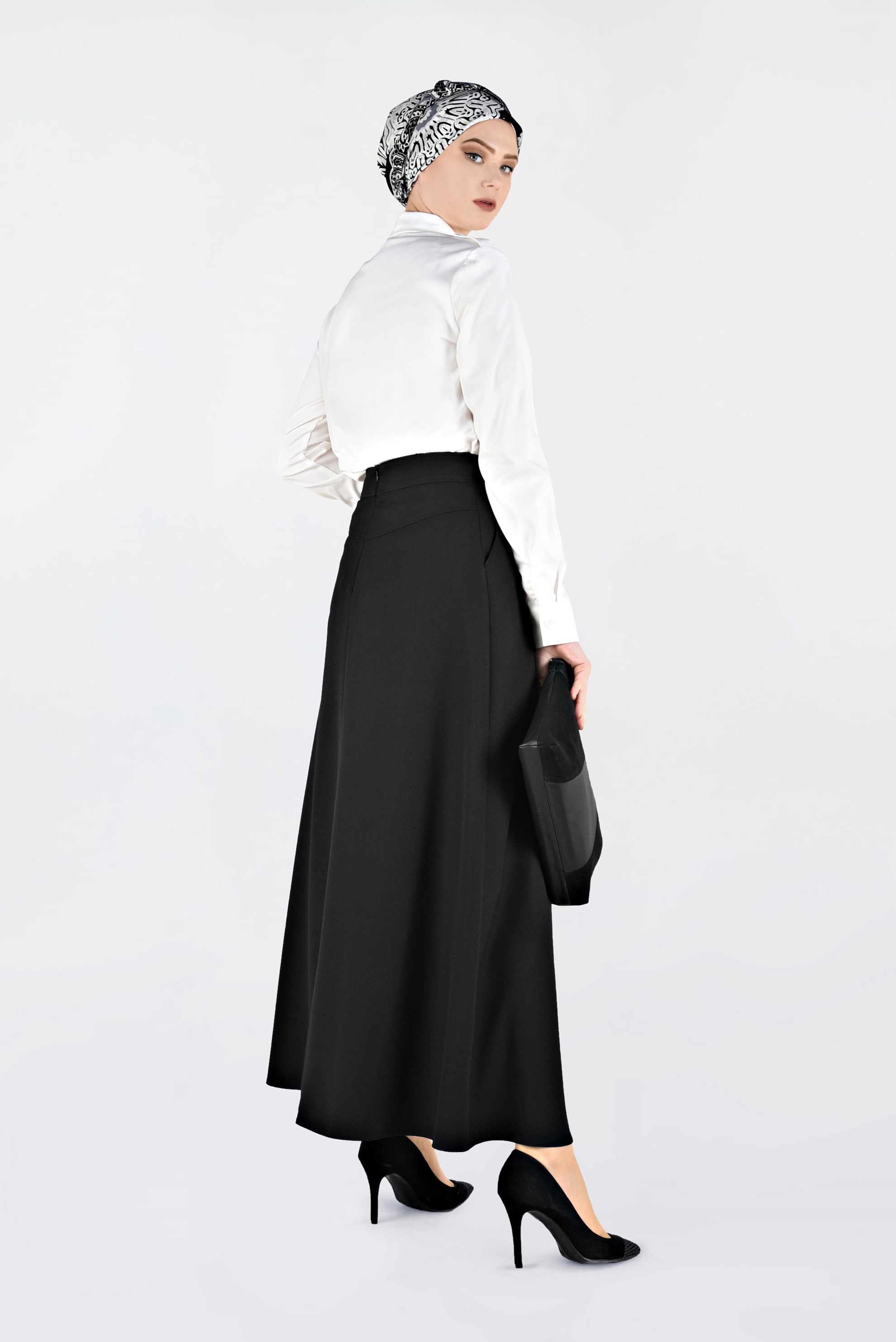 Tesettür giyim BEYAZ ÖNDEN DÜĞMELİ ERKEK YAKA KLASİK GÖMLEK 4761