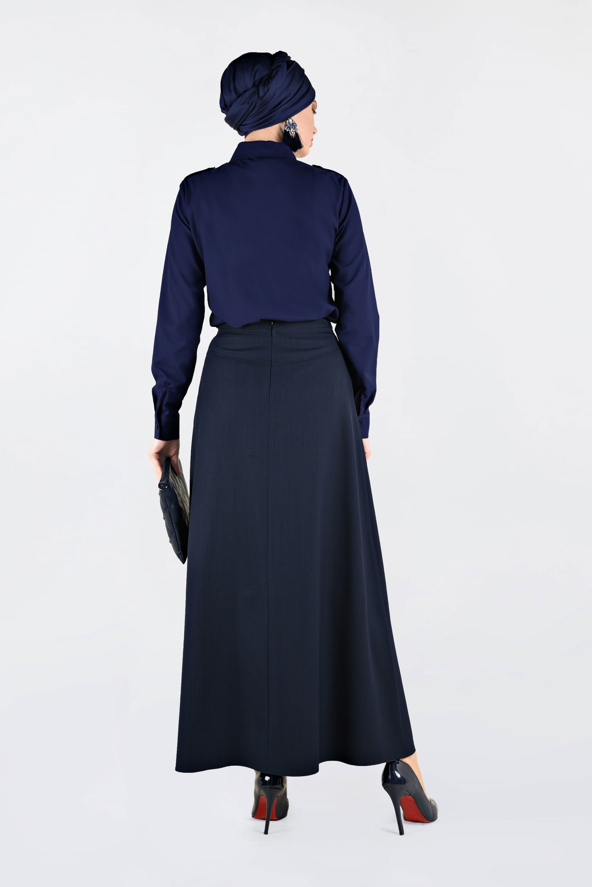 Hijab clothing NAVY BLUE BUTTONED CLASSIC SHIRT 4761