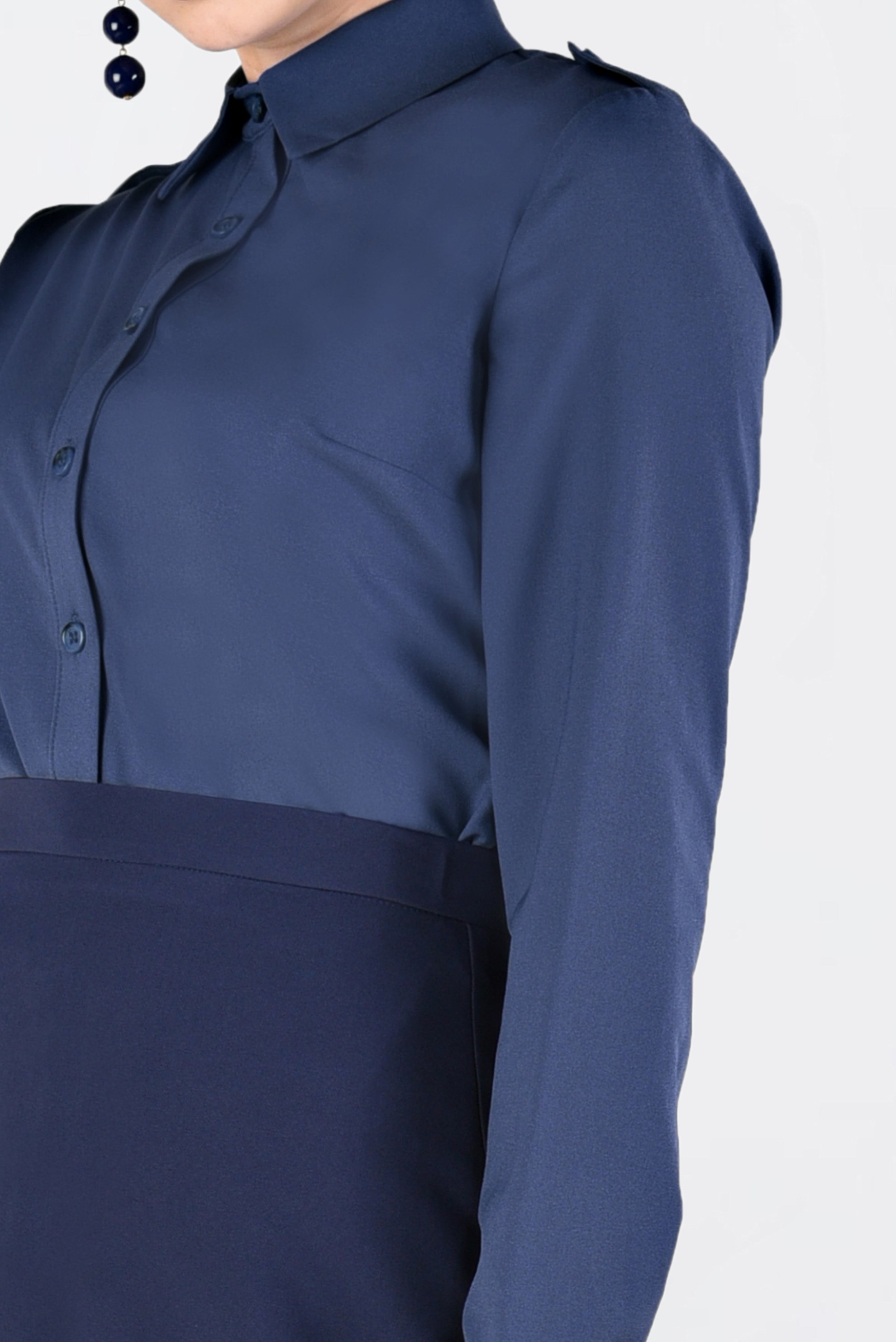 Hijab clothing BLUE BUTTONED CLASSIC SHIRT 4761