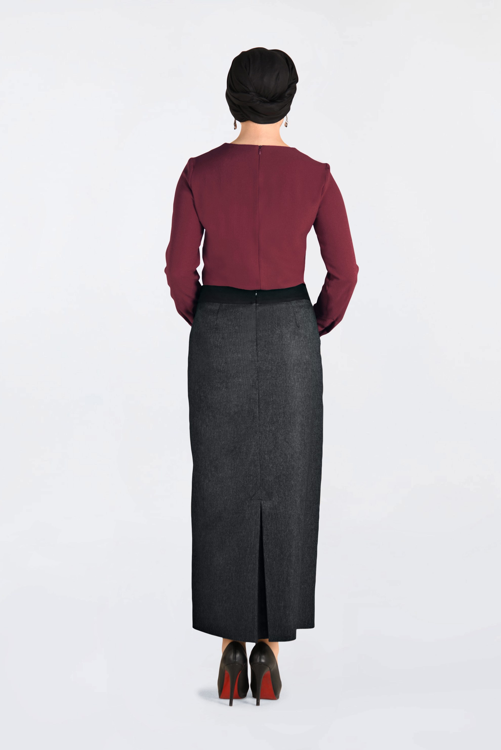 Hijab clothing CLARET RED CREW-NECK BLOUSE 4787 