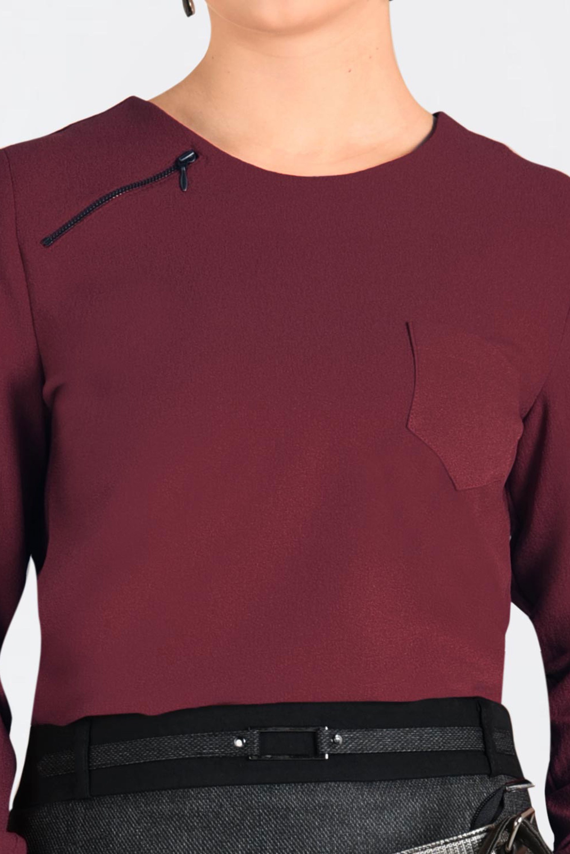 Hijab clothing CLARET RED CREW-NECK BLOUSE 4787 