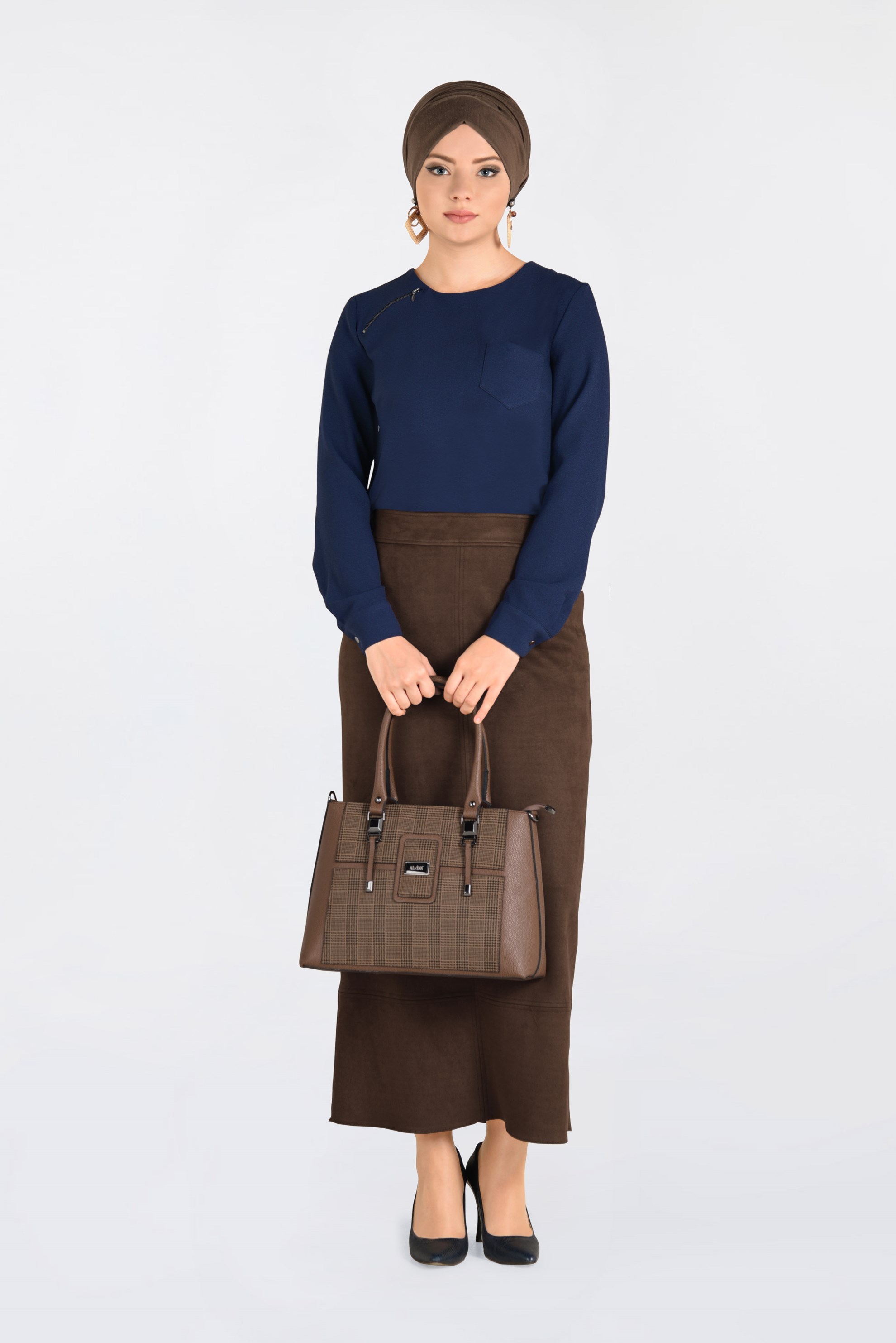 Hijab clothing NAVY BLUE CREW-NECK BLOUSE 4787 