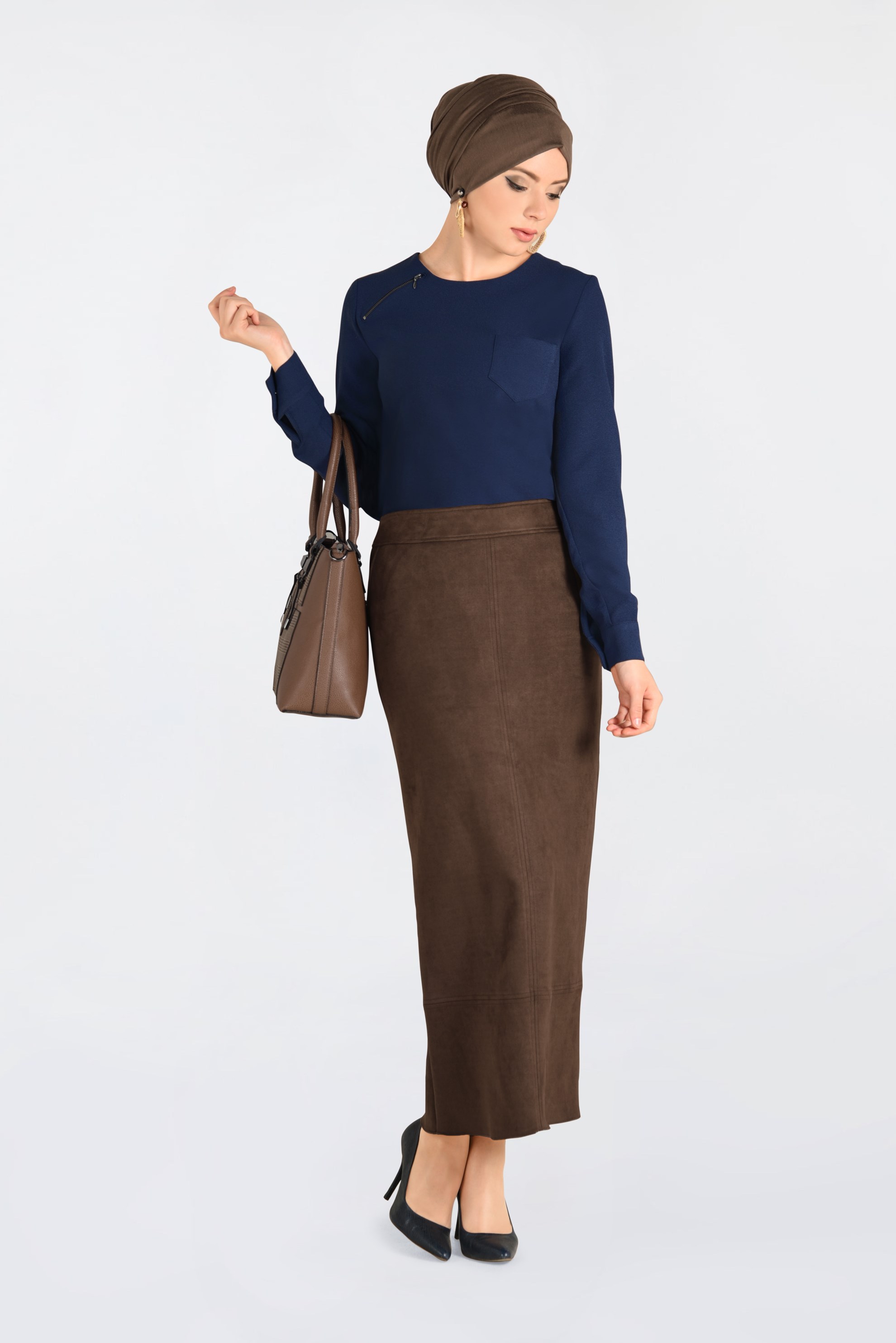 Hijab clothing NAVY BLUE CREW-NECK BLOUSE 4787 