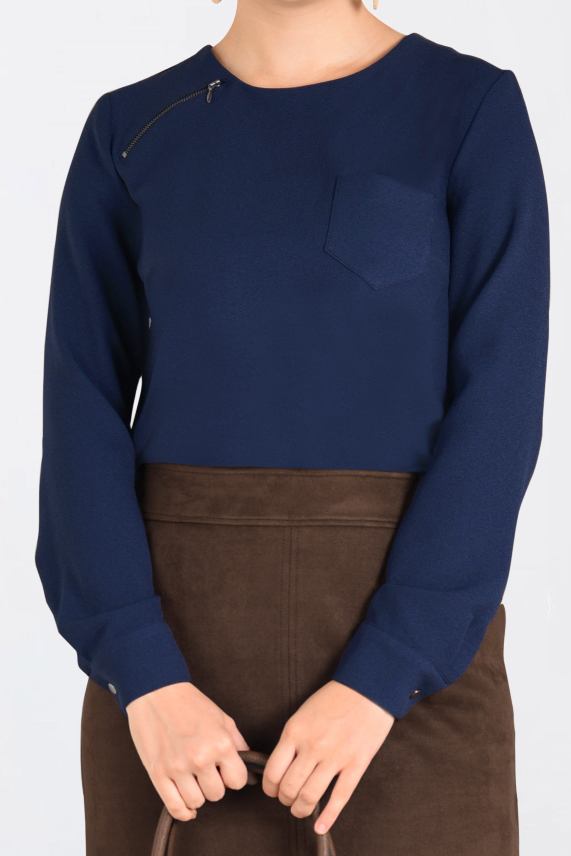 Hijab clothing NAVY BLUE CREW-NECK BLOUSE 4787 