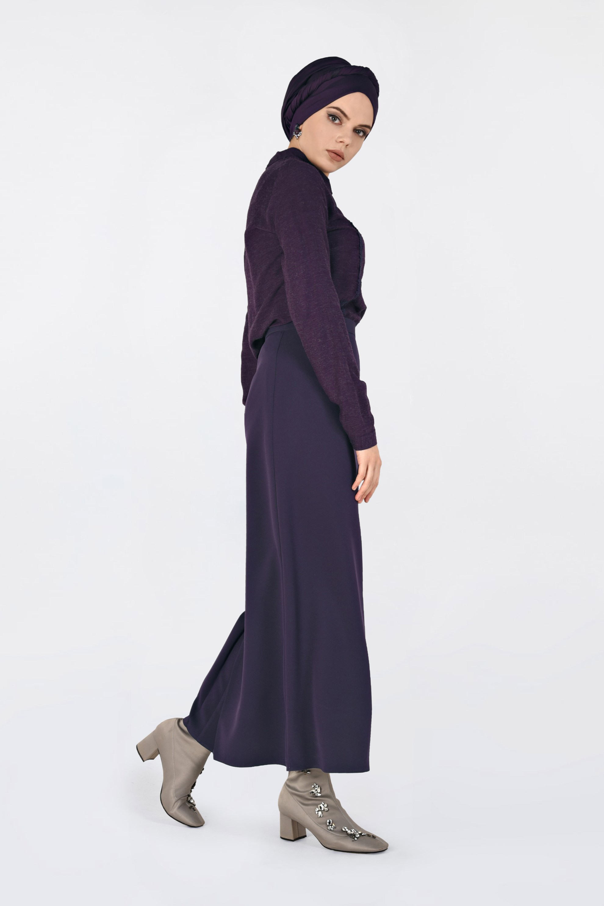 Tesettür giyim MOR DANTEL ŞERİTLİ BLUZ 4788 