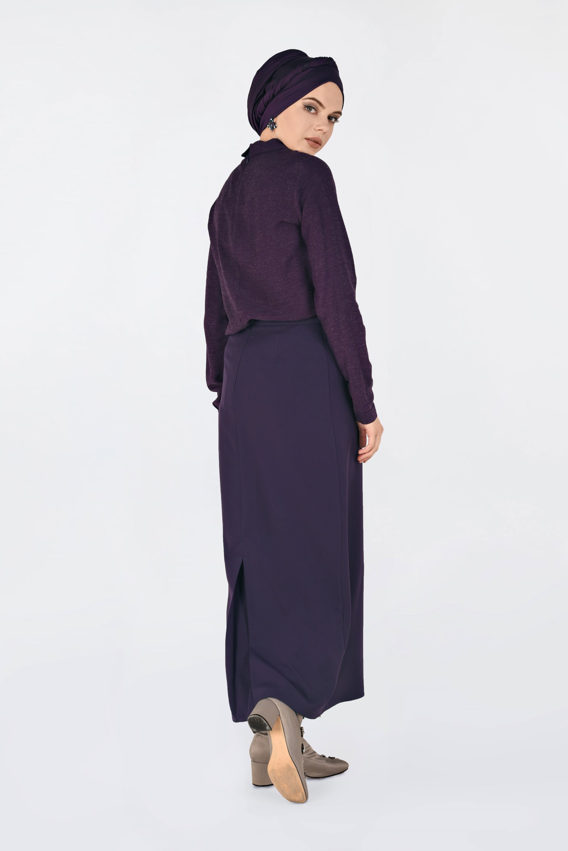 Tesettür giyim MOR DANTEL ŞERİTLİ BLUZ 4788 