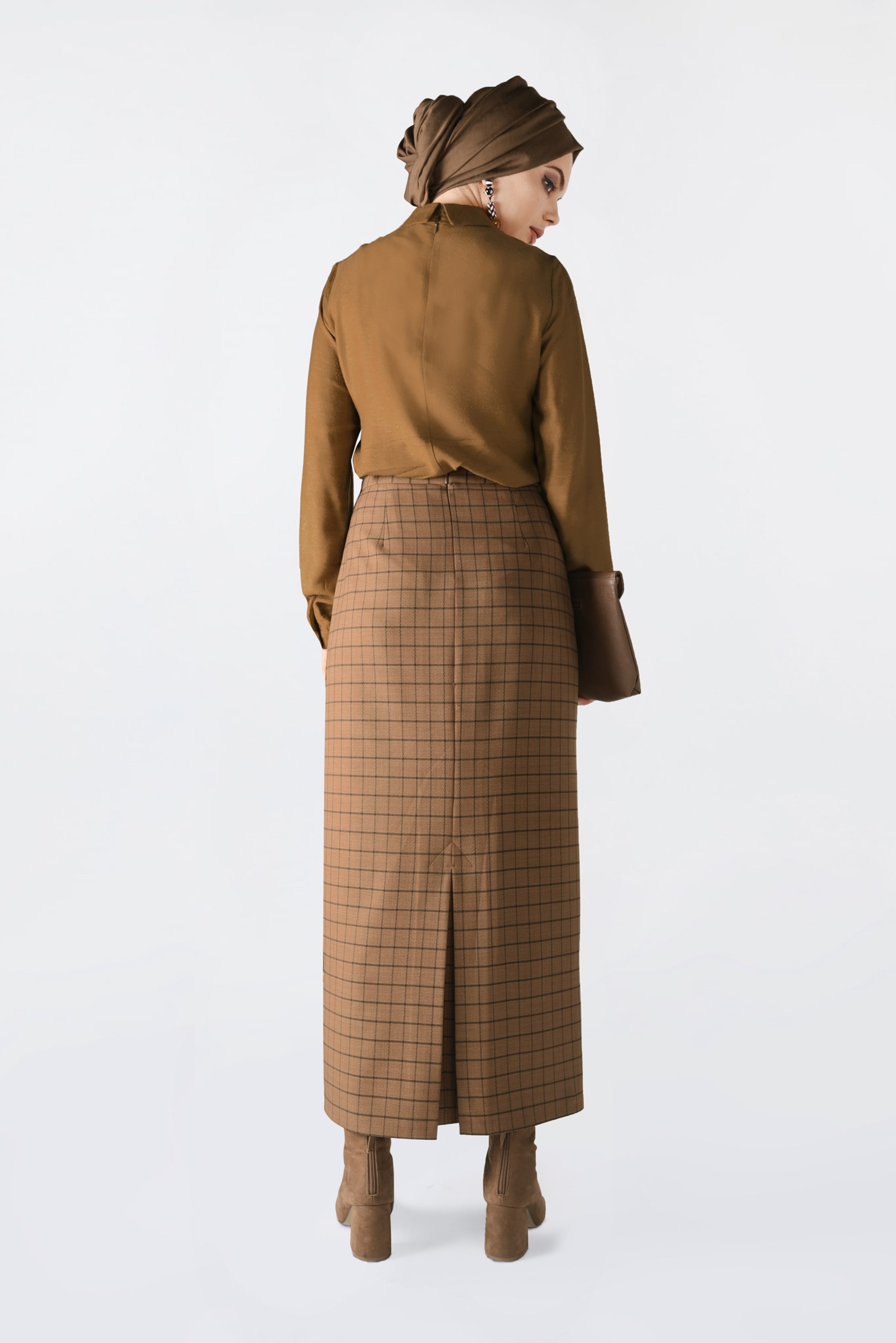 Tesettür giyim TABA DANTEL ŞERİTLİ BLUZ 4788 