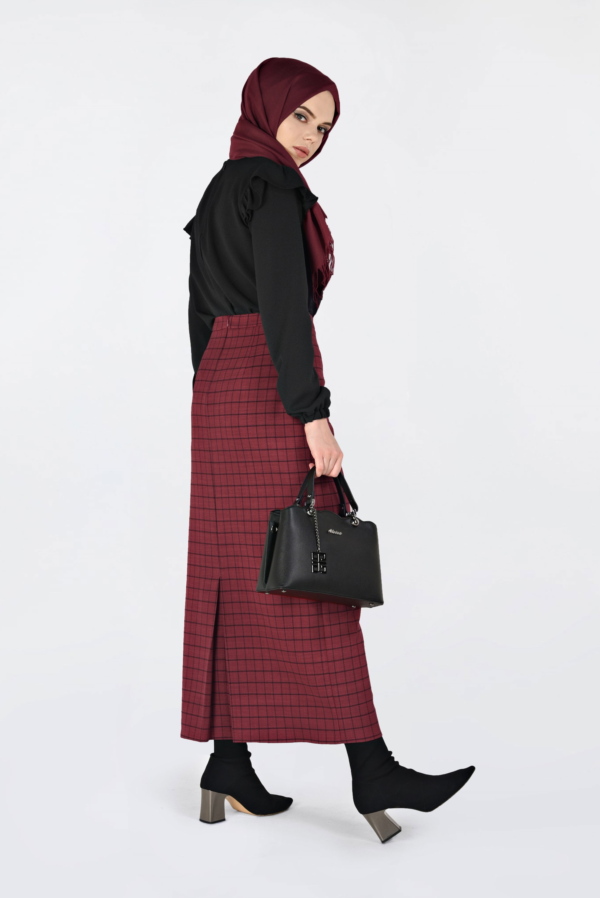 Tesettür giyim SİYAH FIRFIRLI BLUZ 4801 