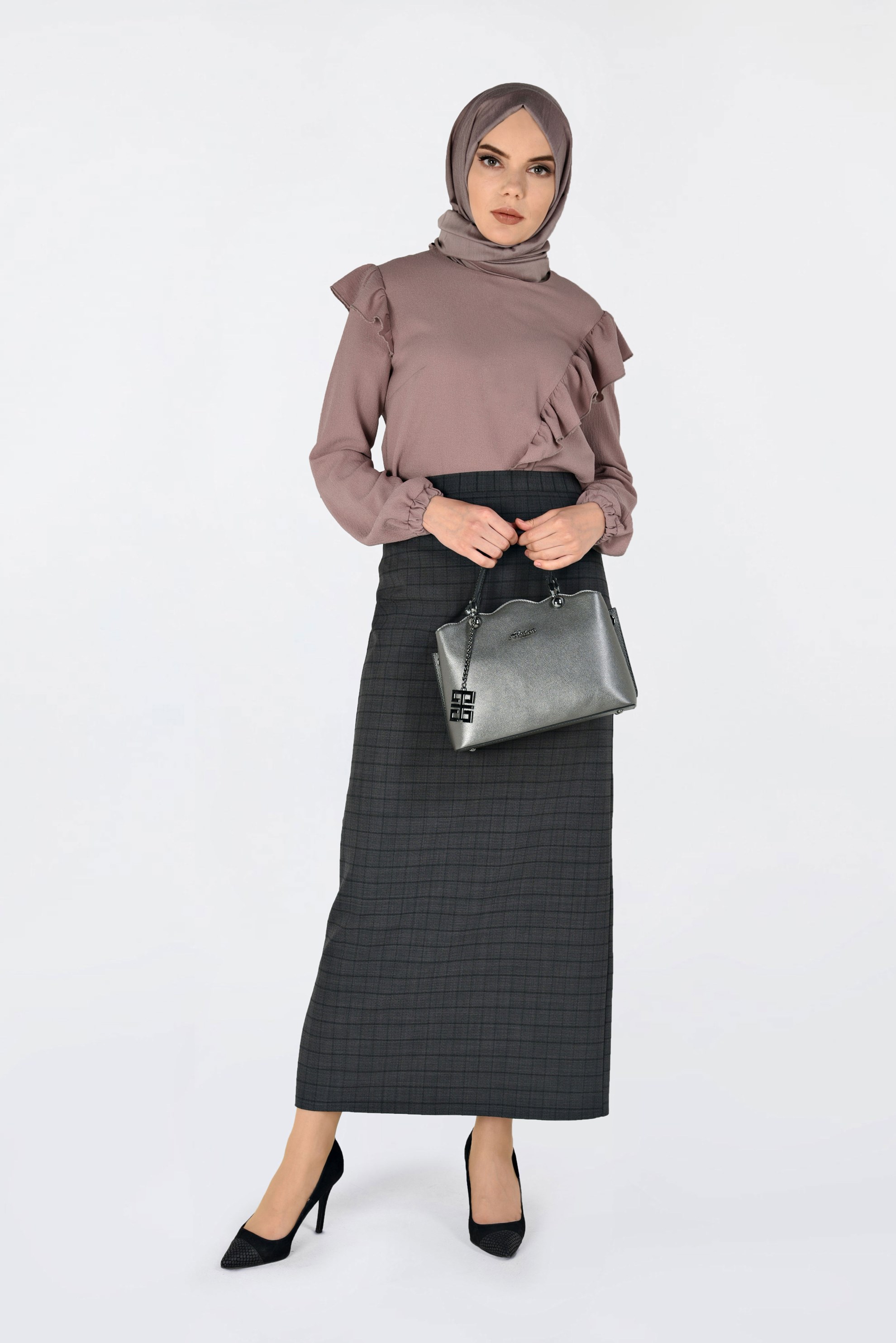 Tesettür giyim PUDRA FIRFIRLI BLUZ 4801 