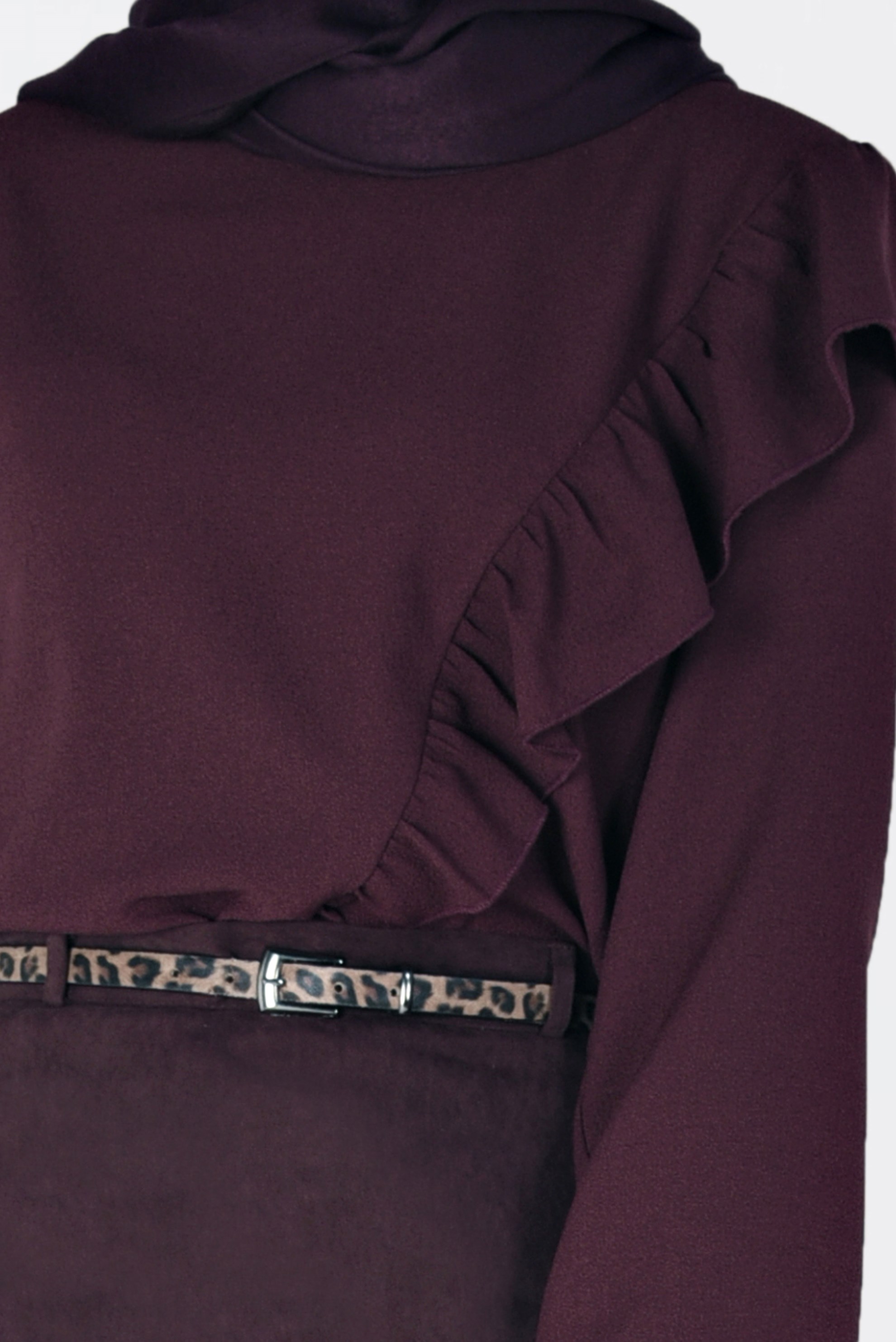 Tesettür giyim BORDO FIRFIRLI BLUZ 4801 