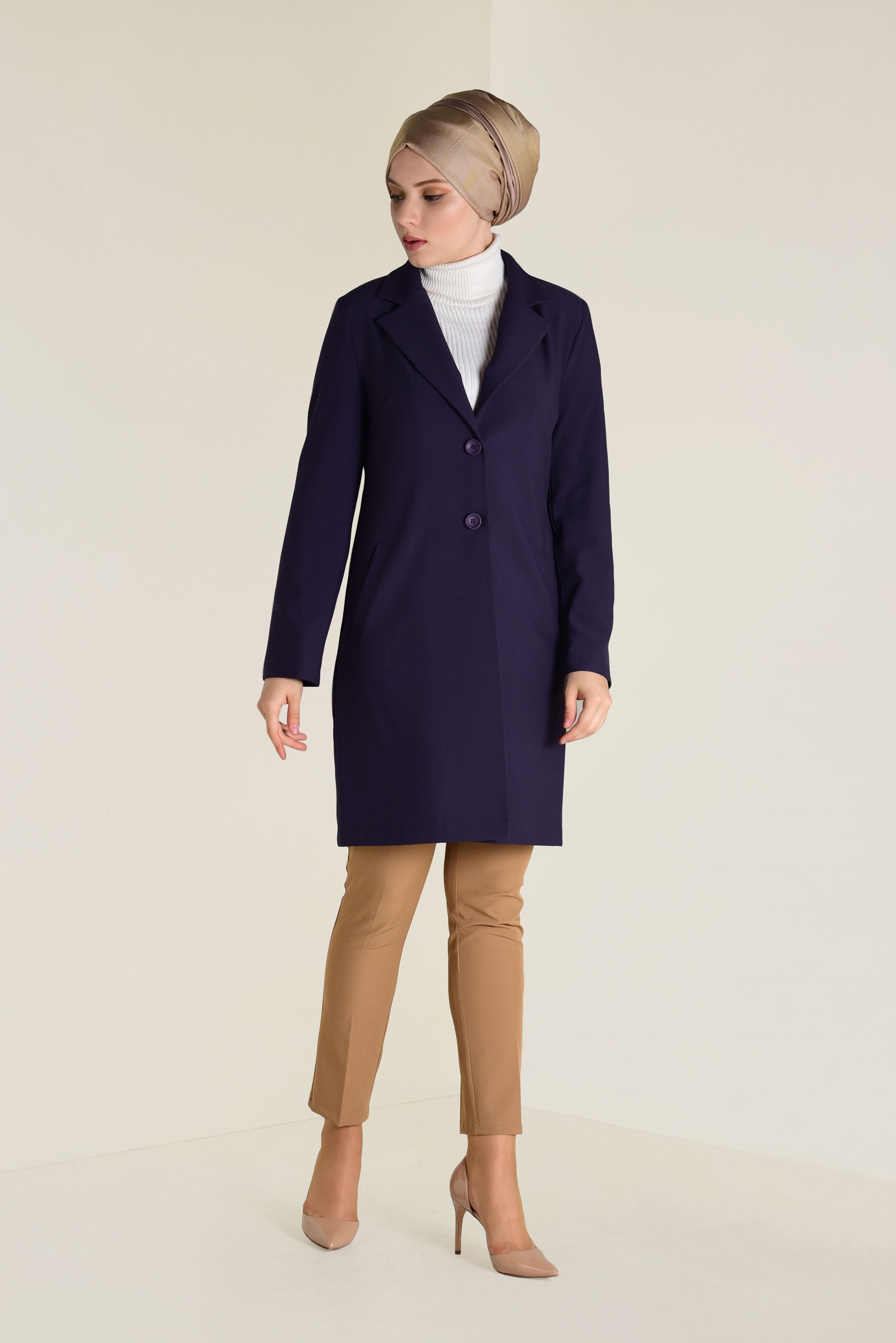 Tesettür giyim MOR DÜĞMELİ KLASİK CEKET 4741