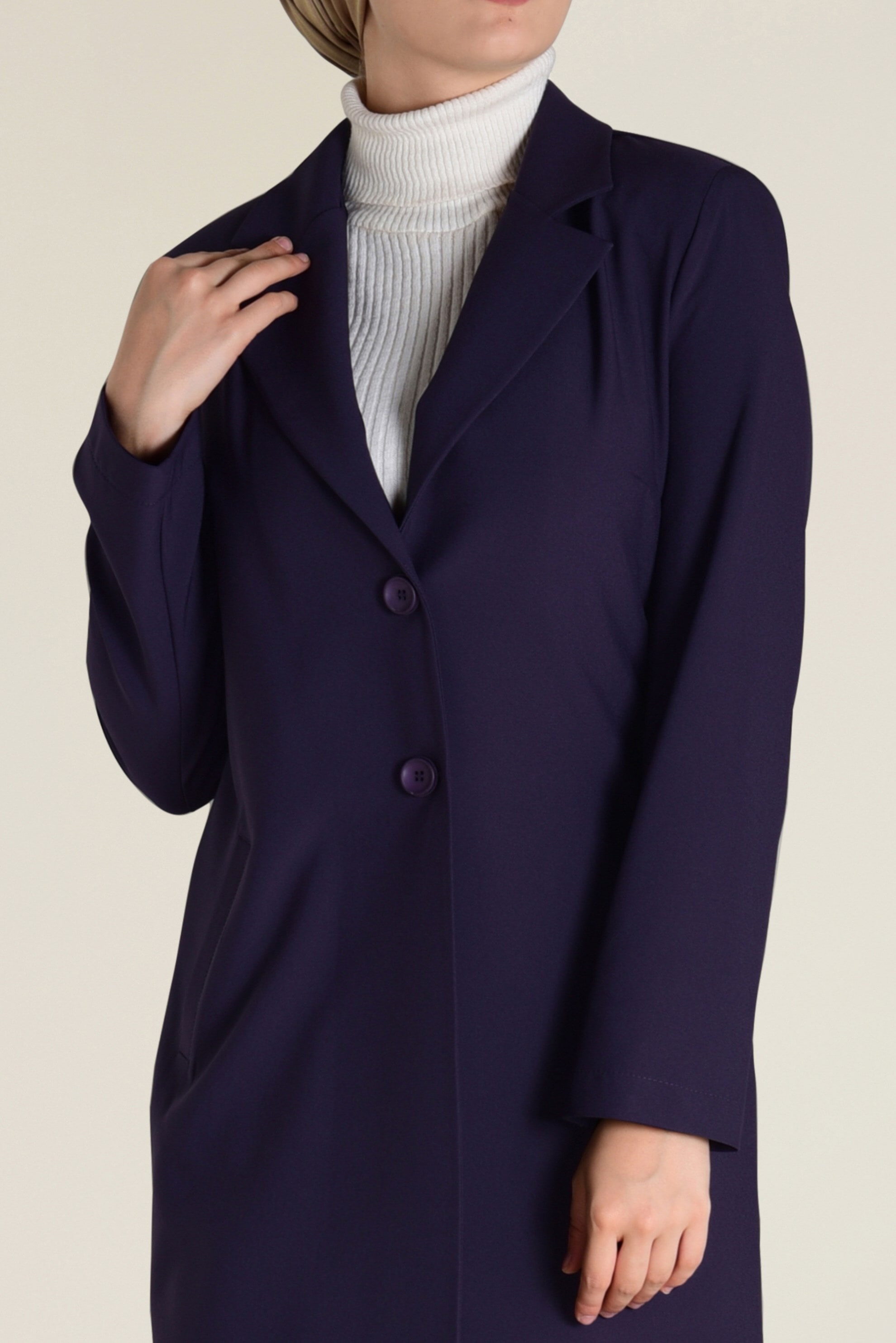 Tesettür giyim MOR DÜĞMELİ KLASİK CEKET 4741