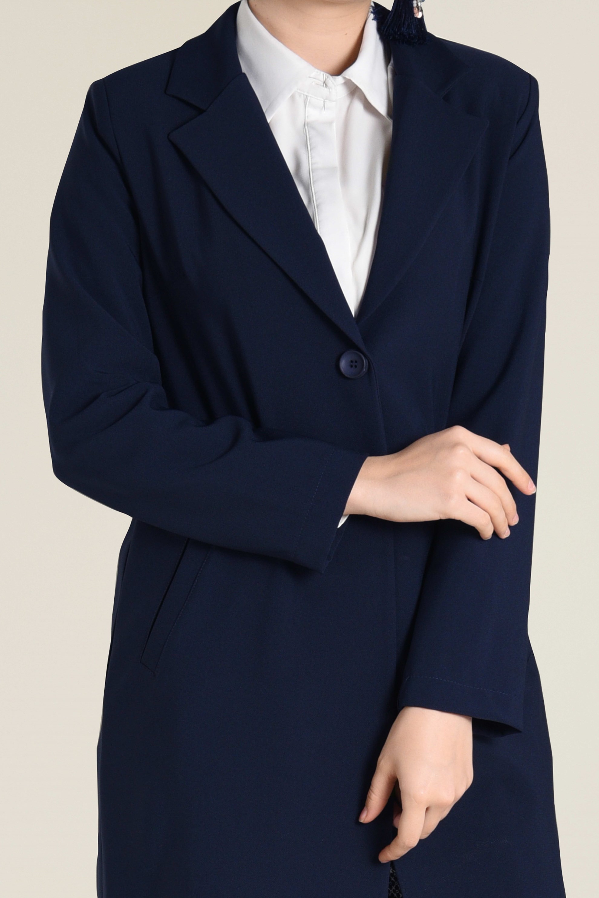 Tesettür giyim LACİVERT DÜĞMELİ KLASİK CEKET 4741