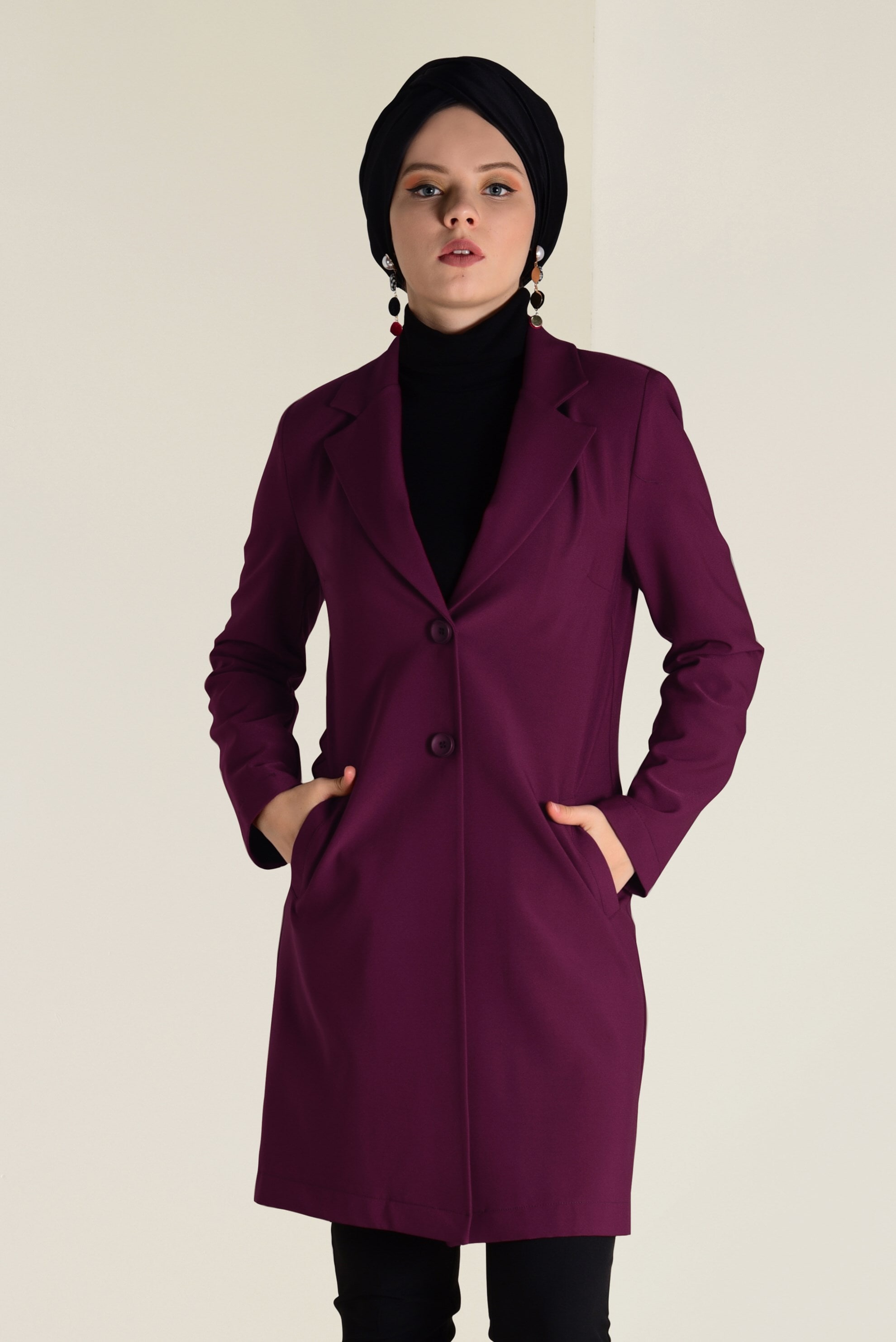 Tesettür giyim MÜRDÜM DÜĞMELİ KLASİK CEKET 4741