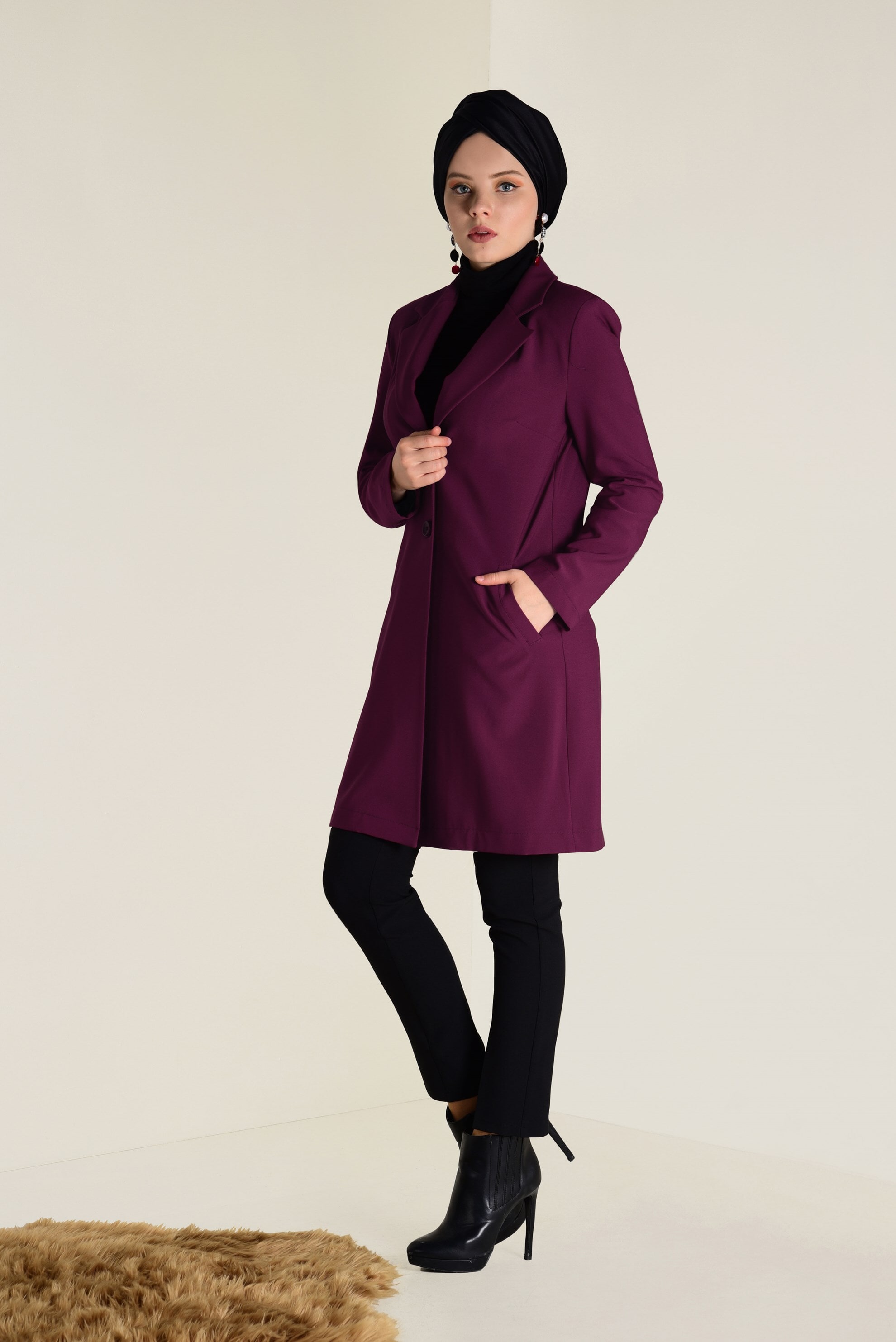 Tesettür giyim MÜRDÜM DÜĞMELİ KLASİK CEKET 4741