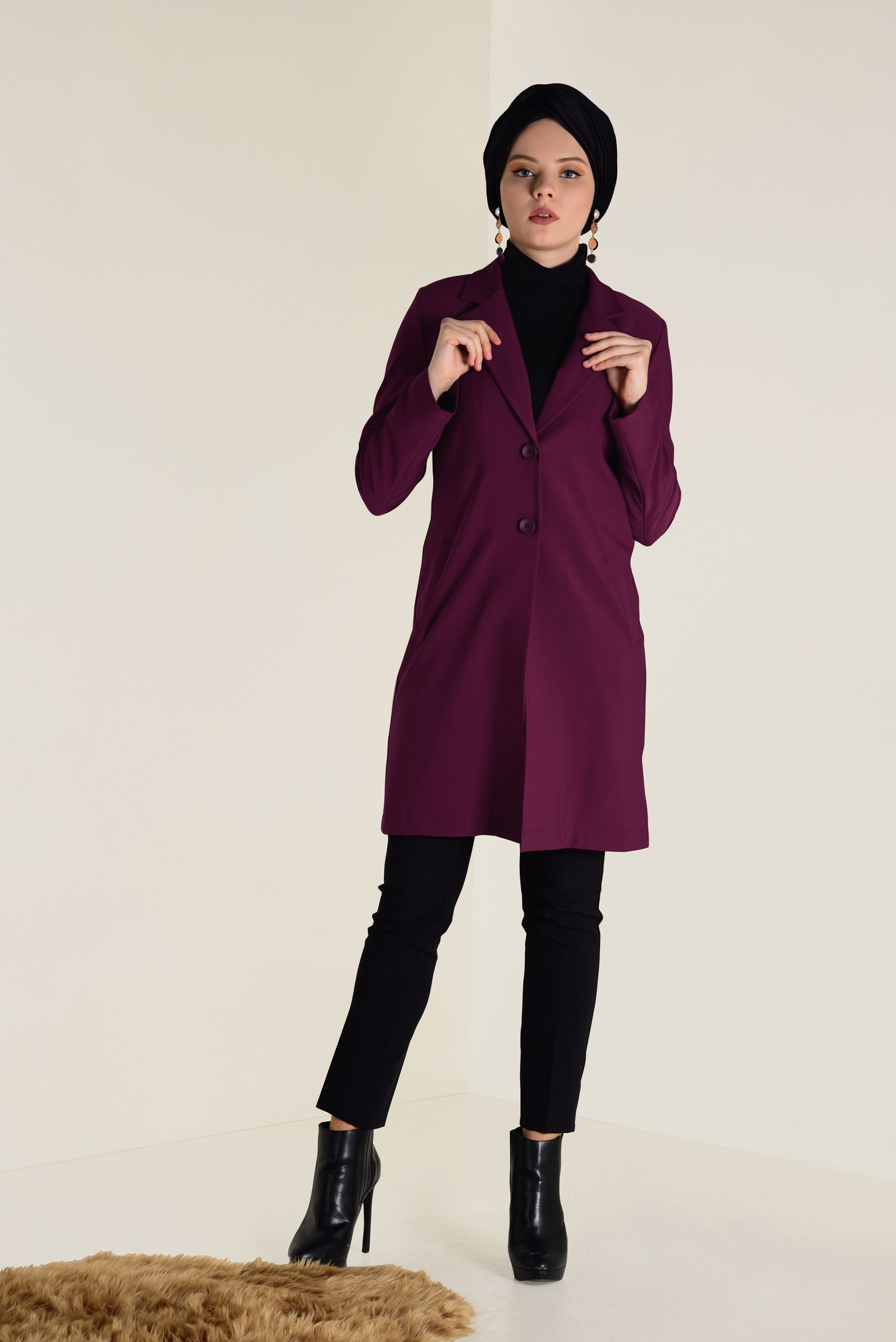 Tesettür giyim MÜRDÜM DÜĞMELİ KLASİK CEKET 4741