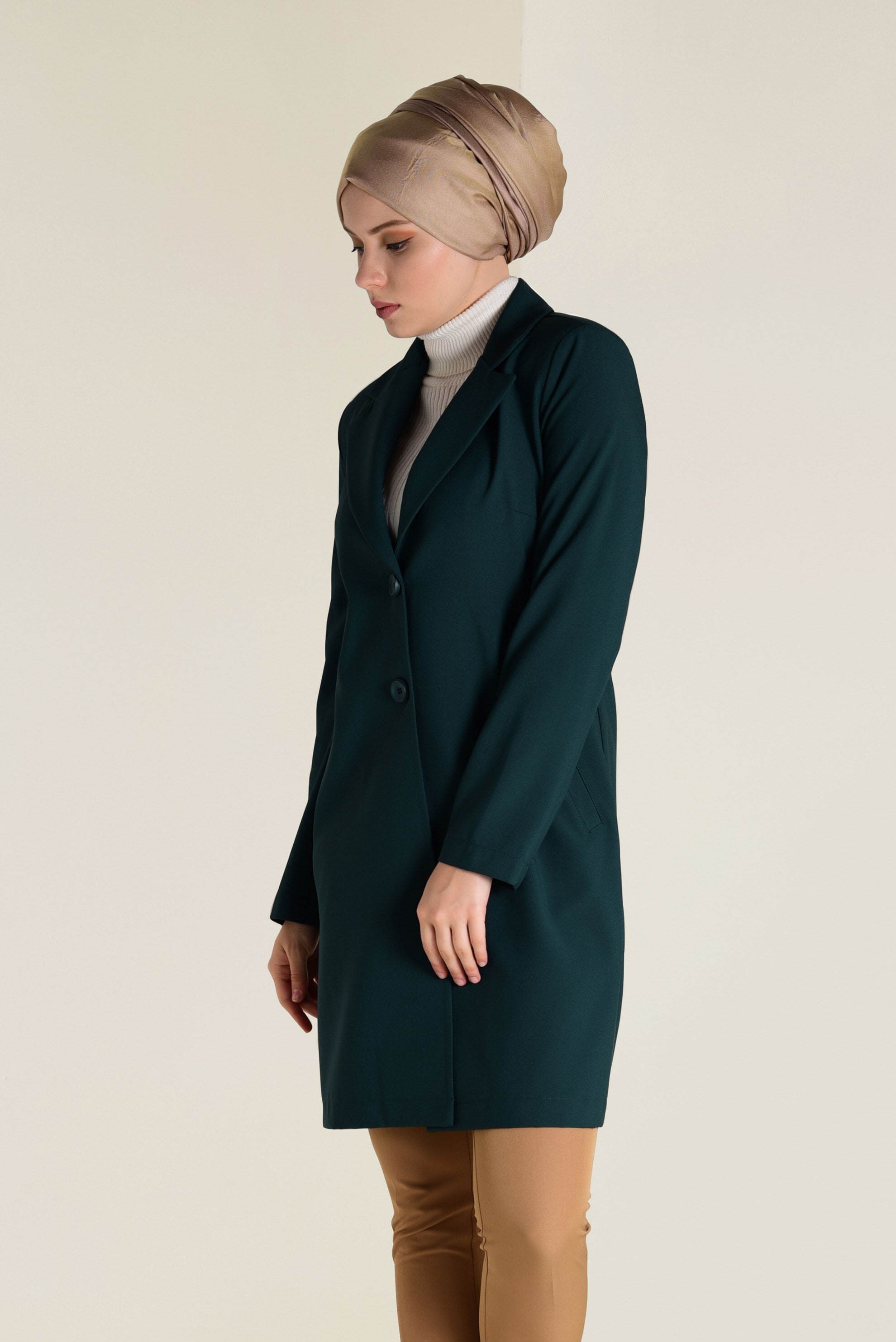 Tesettür giyim MAVİ DÜĞMELİ KLASİK CEKET 4741