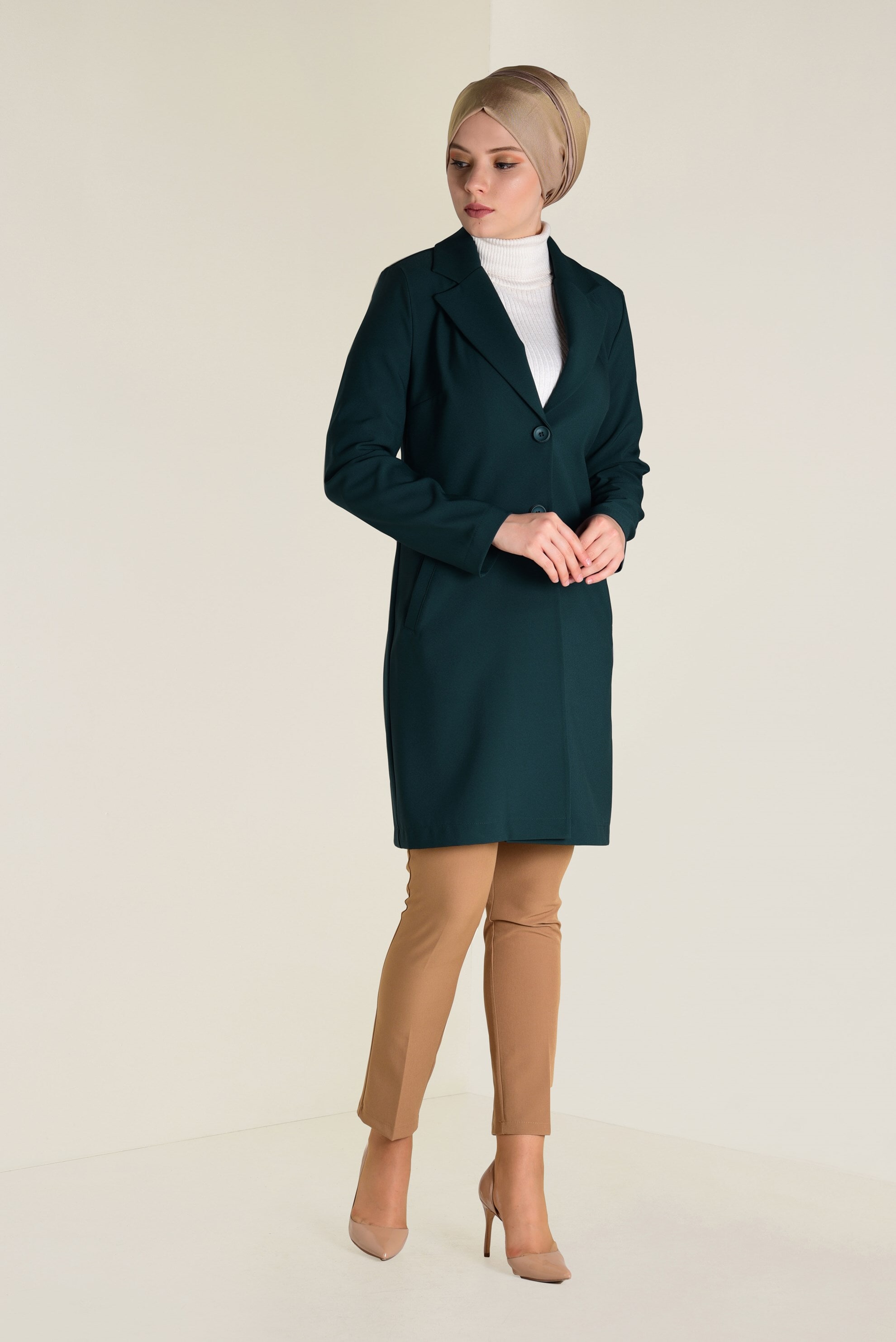 Tesettür giyim MAVİ DÜĞMELİ KLASİK CEKET 4741