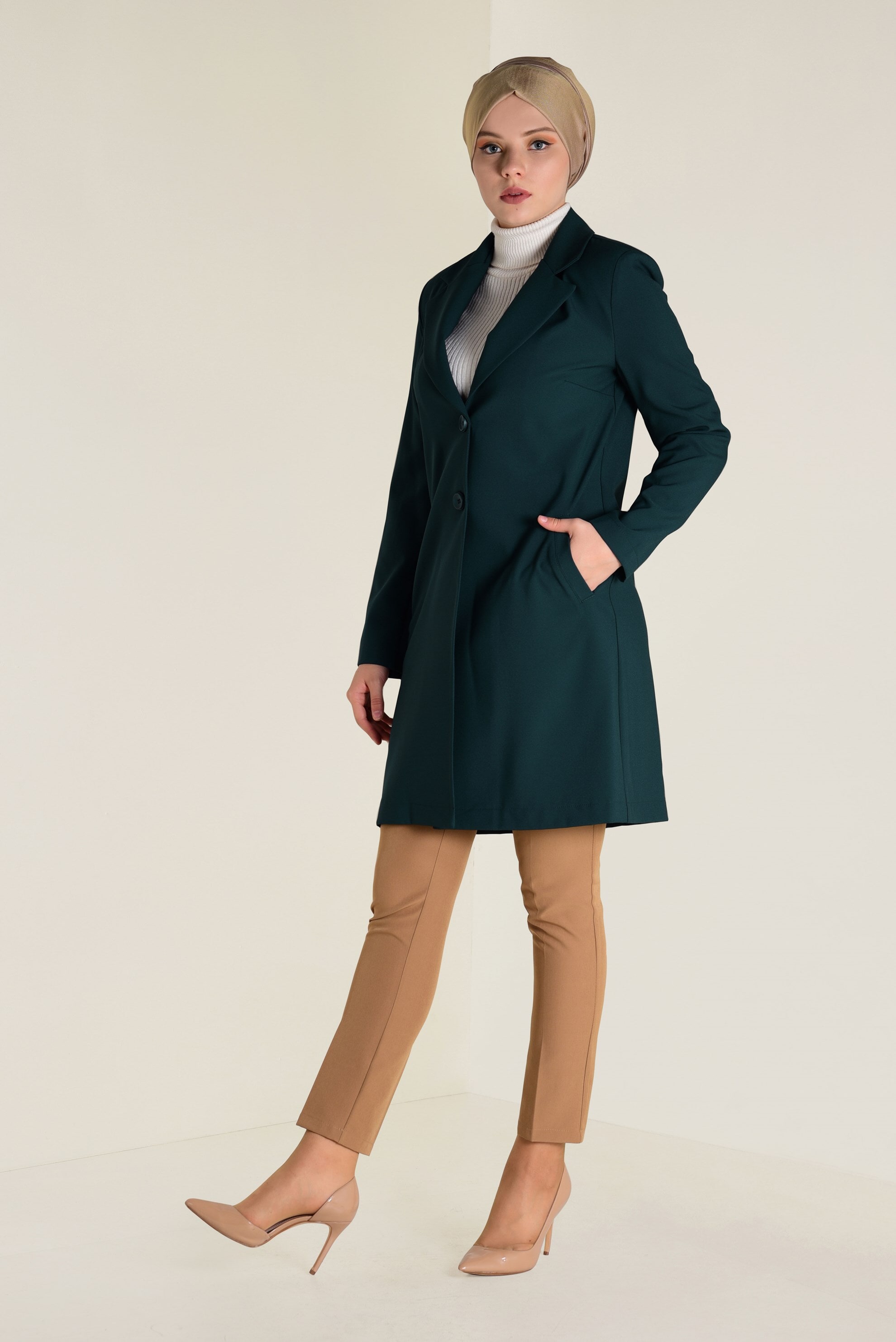 Tesettür giyim MAVİ DÜĞMELİ KLASİK CEKET 4741