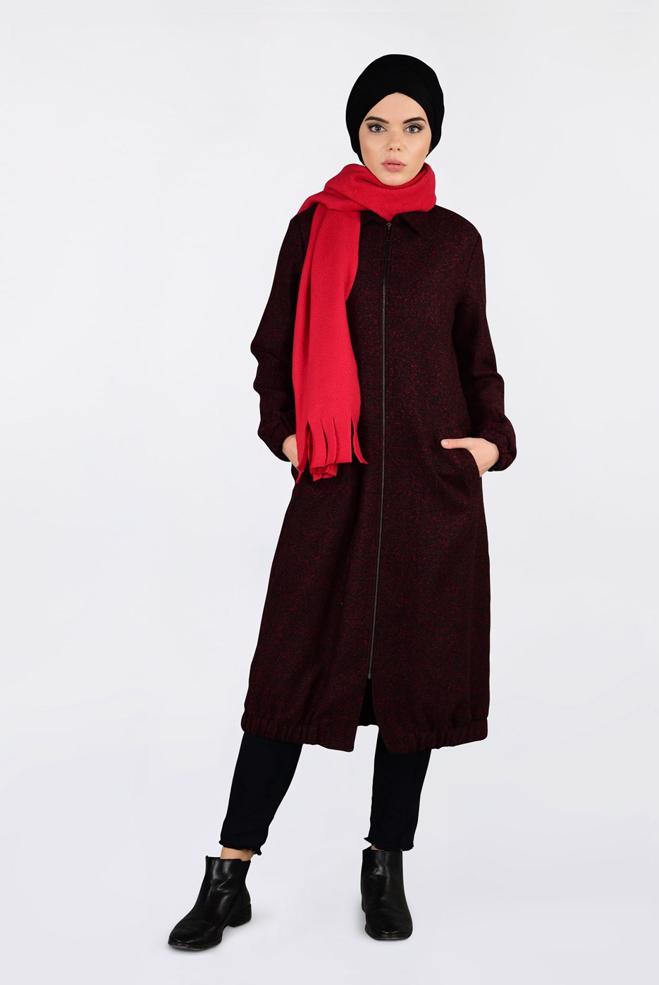 Vêtements hijab NOIR VESTE À ZIPPÉ À OURLET-ÉLASTIQUE 4821 - ALVİNA