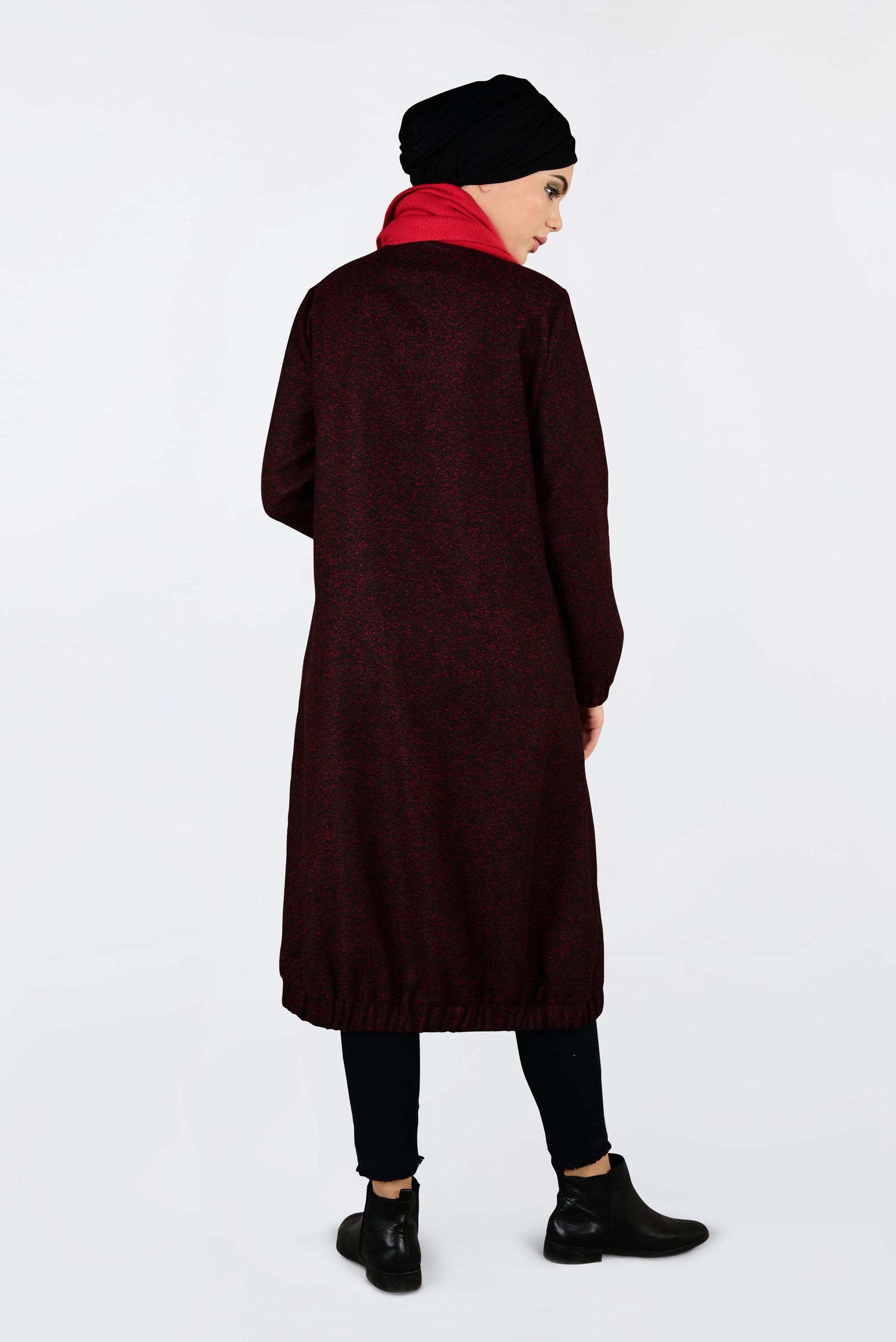 Vêtements hijab NOIR VESTE À ZIPPÉ À OURLET-ÉLASTIQUE 4821