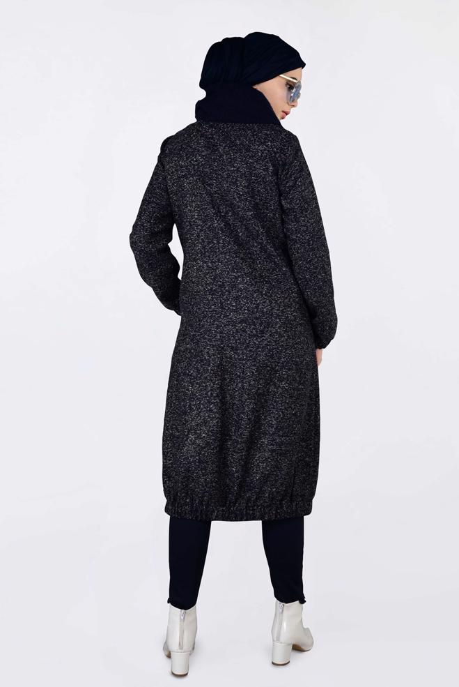 Vêtements hijab BLEU MARINE VESTE À ZIPPÉ À OURLET-ÉLASTIQUE 4821 - ALVİNA